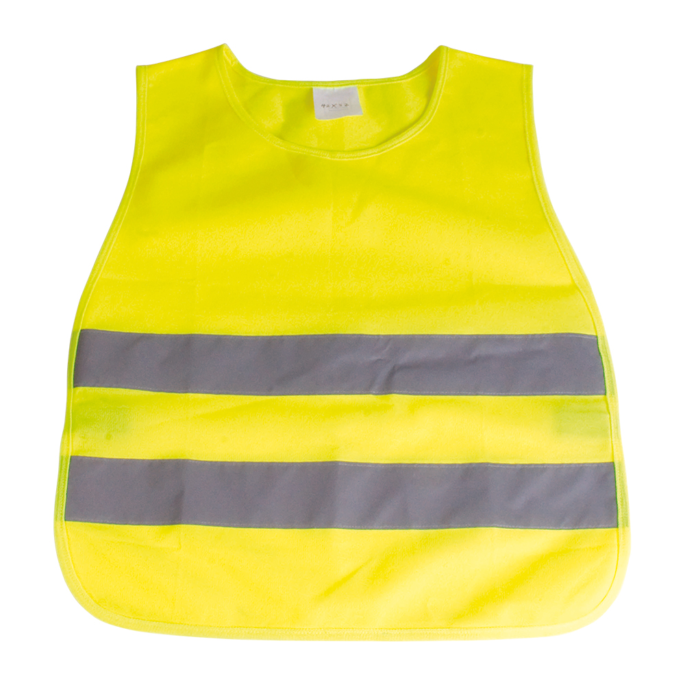 High-visibility fluorescent polyester vest with reflective strips for kids Yellow