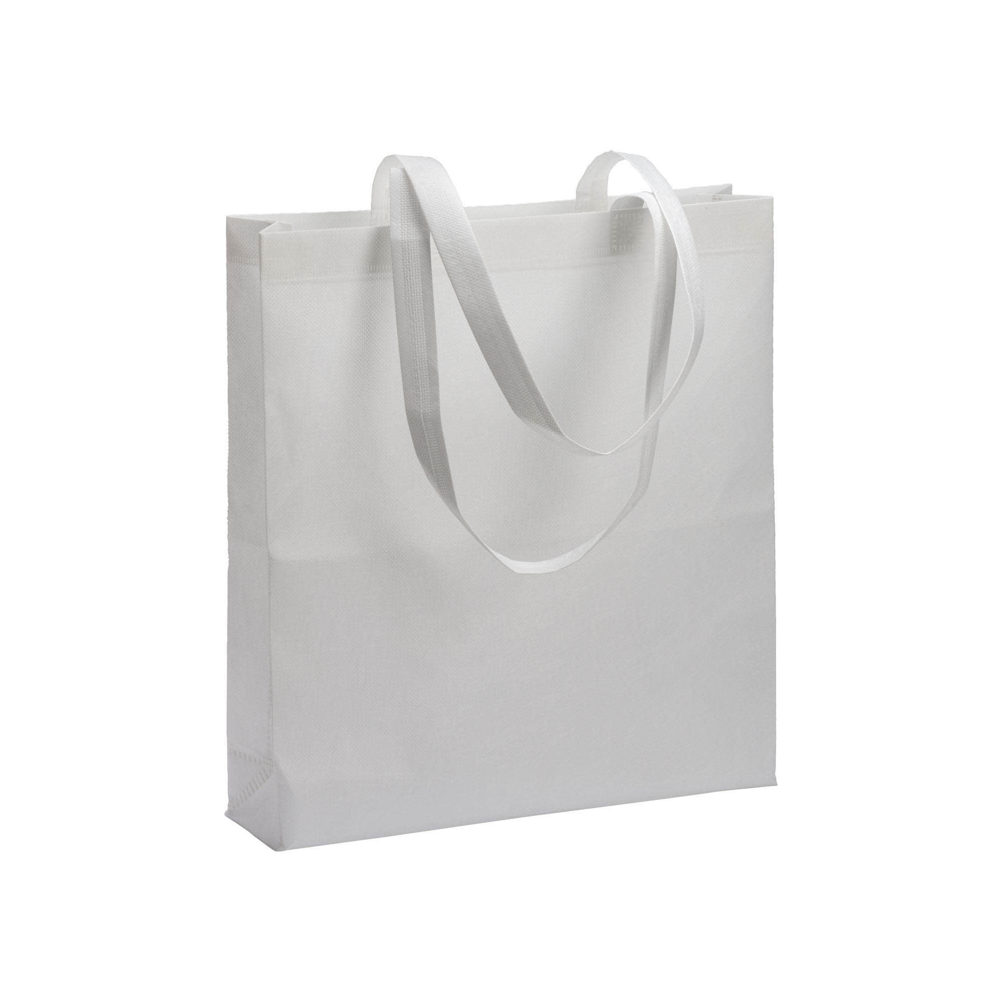 80 g/ m2 R-pet heat-sealed shopping bag with gusset White