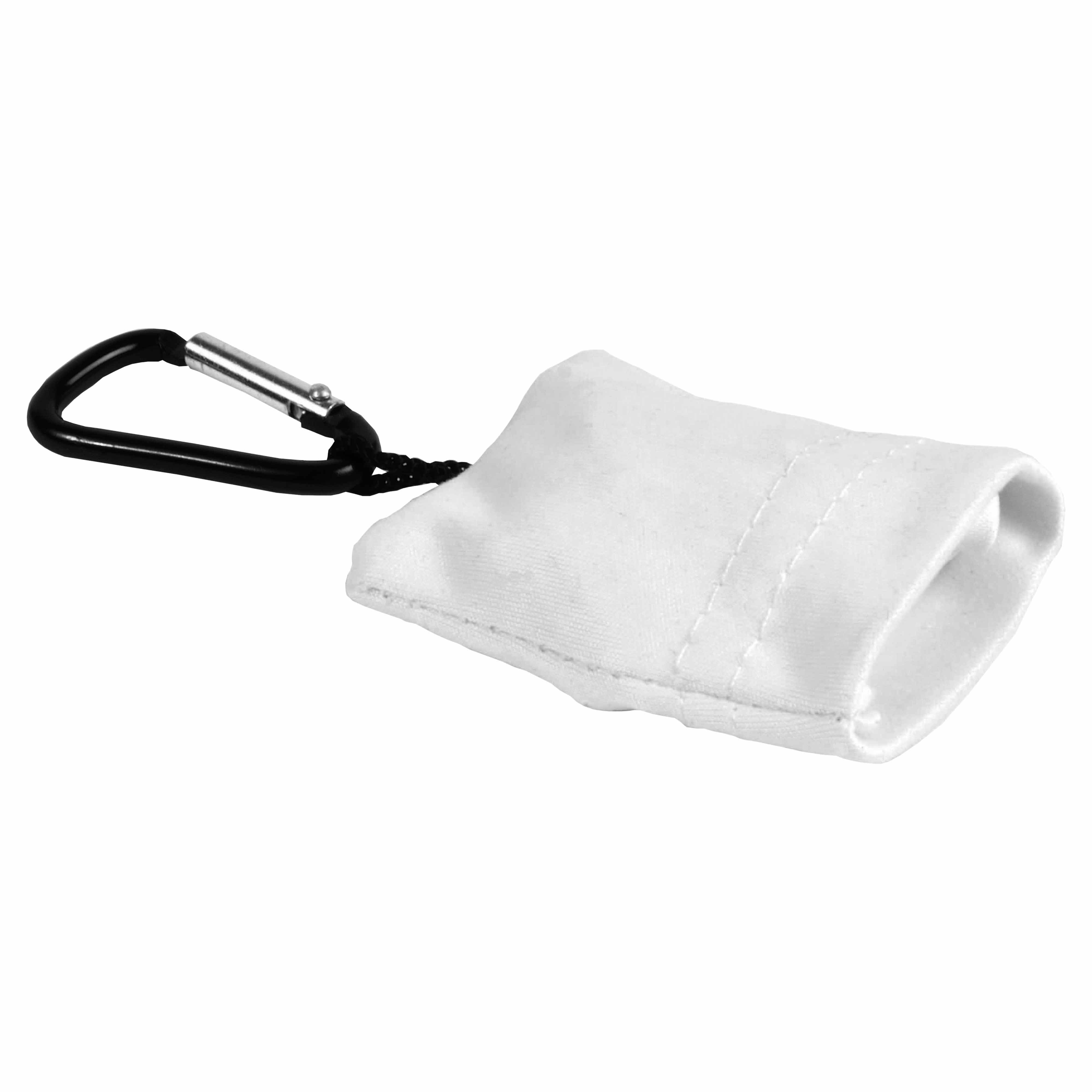 Snap hook keychain with foldable polyester microfibre screen/lens cleaning cloth White