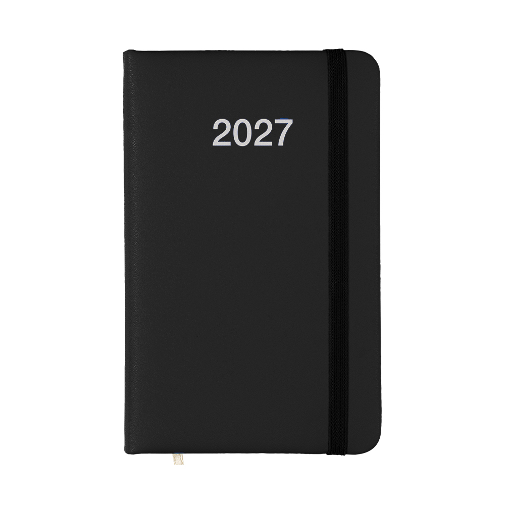 Weekly 2027 PU hard cover pocket diary Black