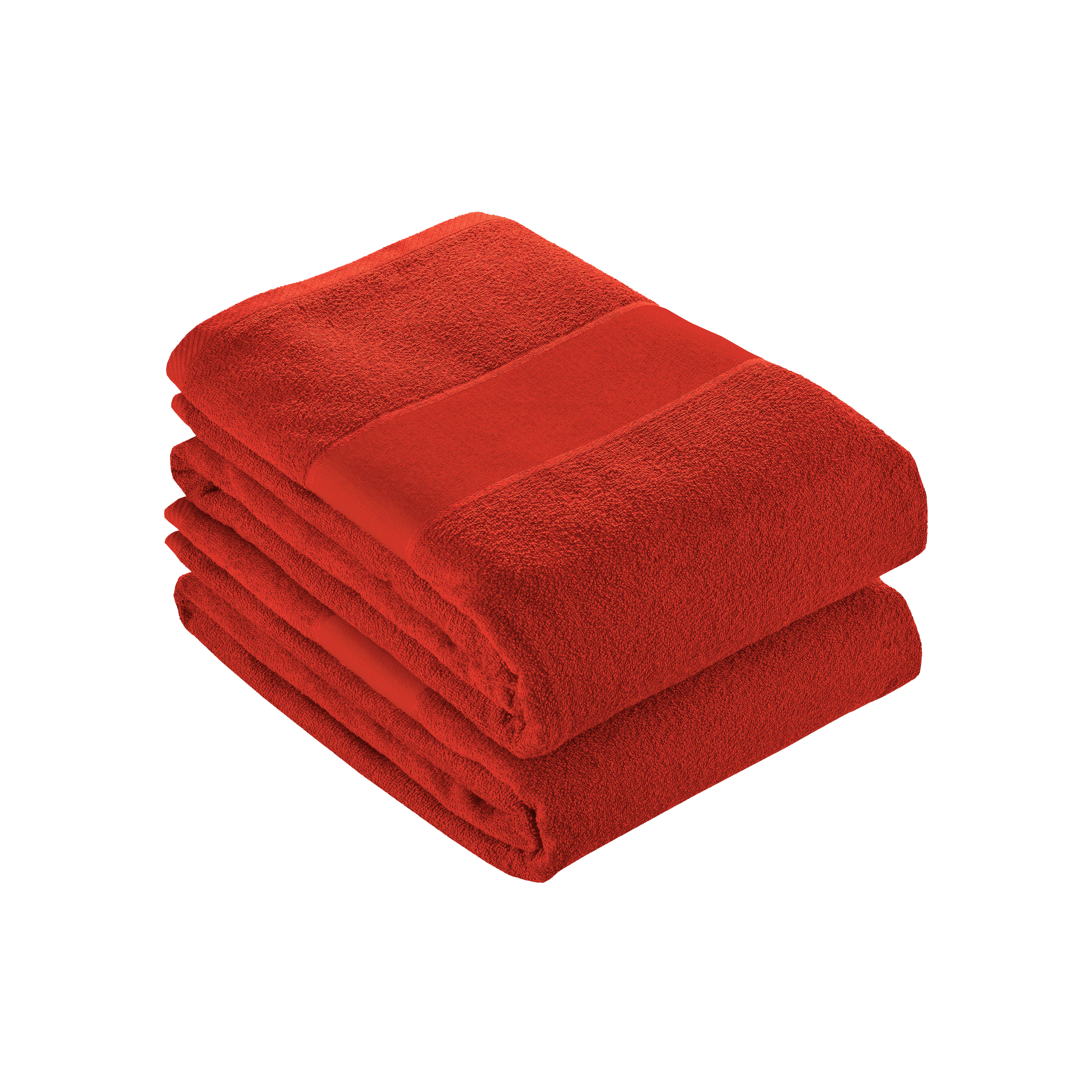 Terry cotton towel with printable band Red