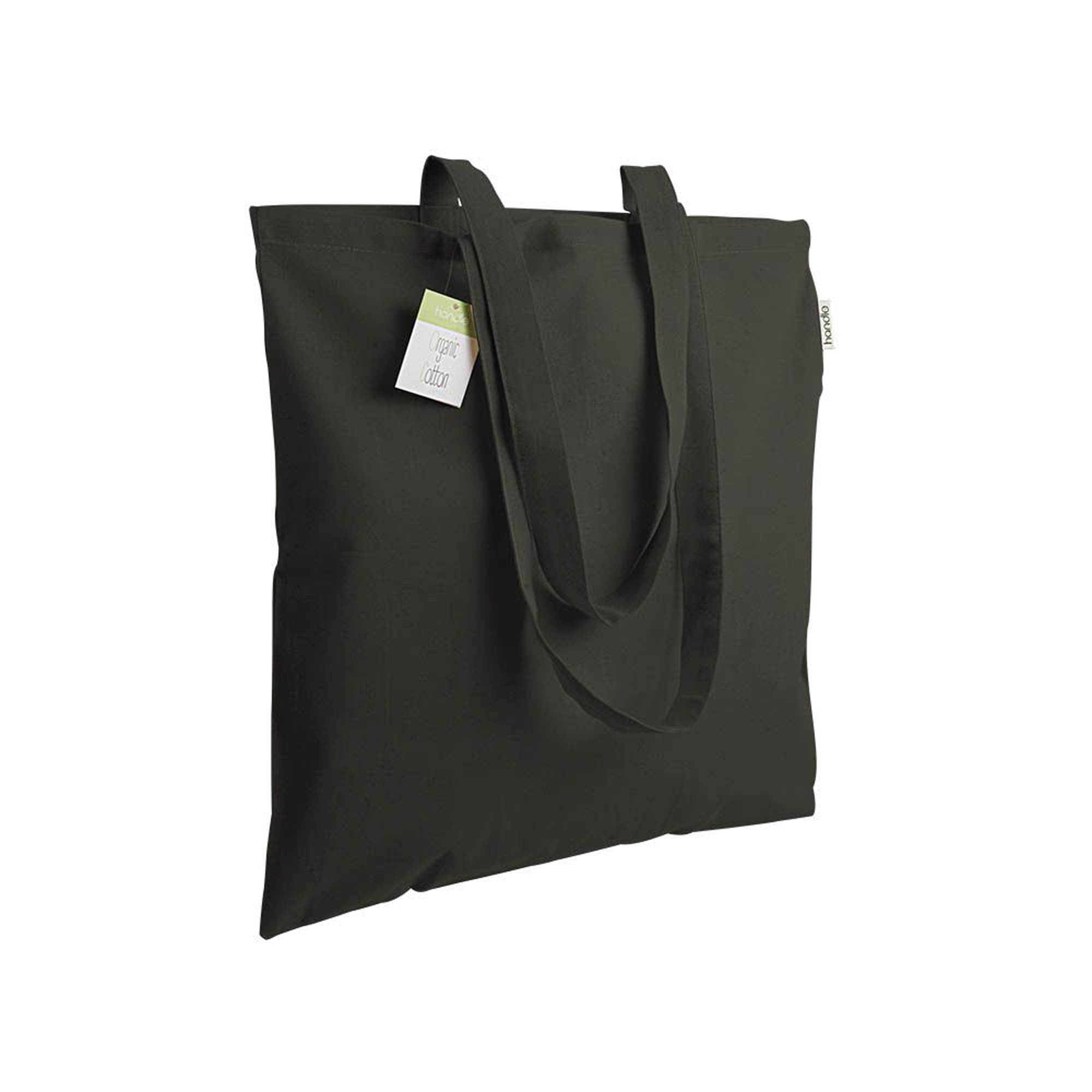 140 g/m2 organic cotton shopping bag, long handles Black