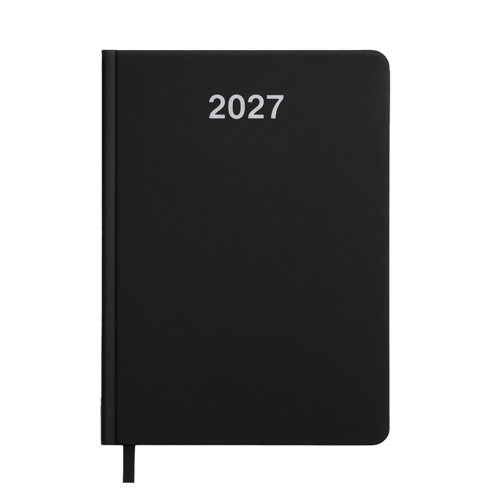 Weekly planner 2027. Hard cover in matte laminated cardboard Black