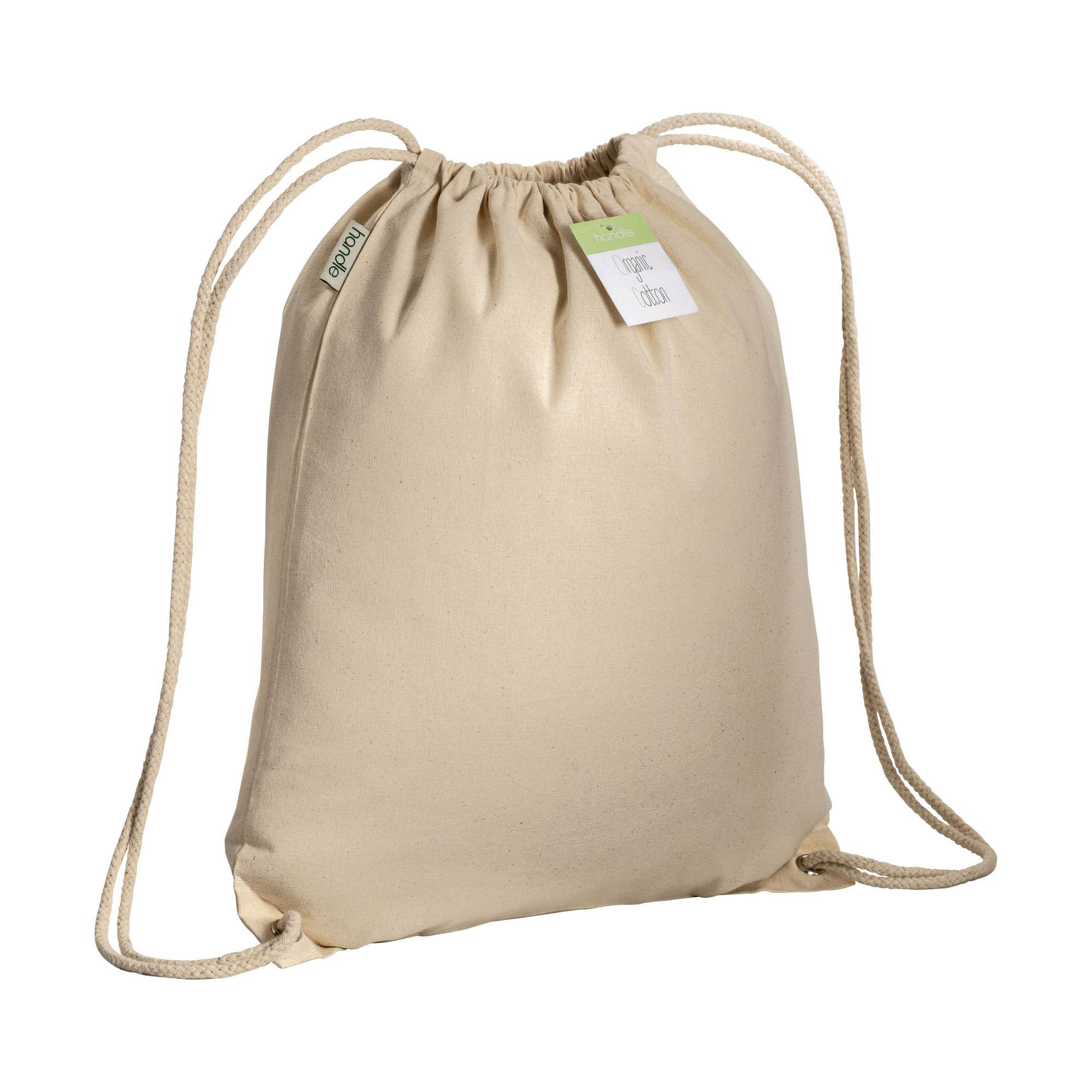 Organic cotton drawstring bag with reinforced corners Natural