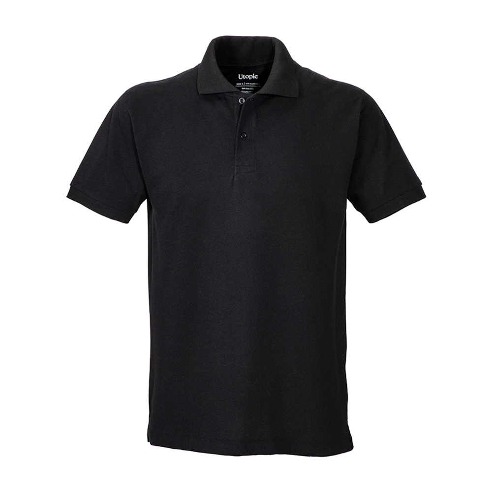 Unisex Polo shirt in 200 g/m2 regenerated cotton and polyester Black L
