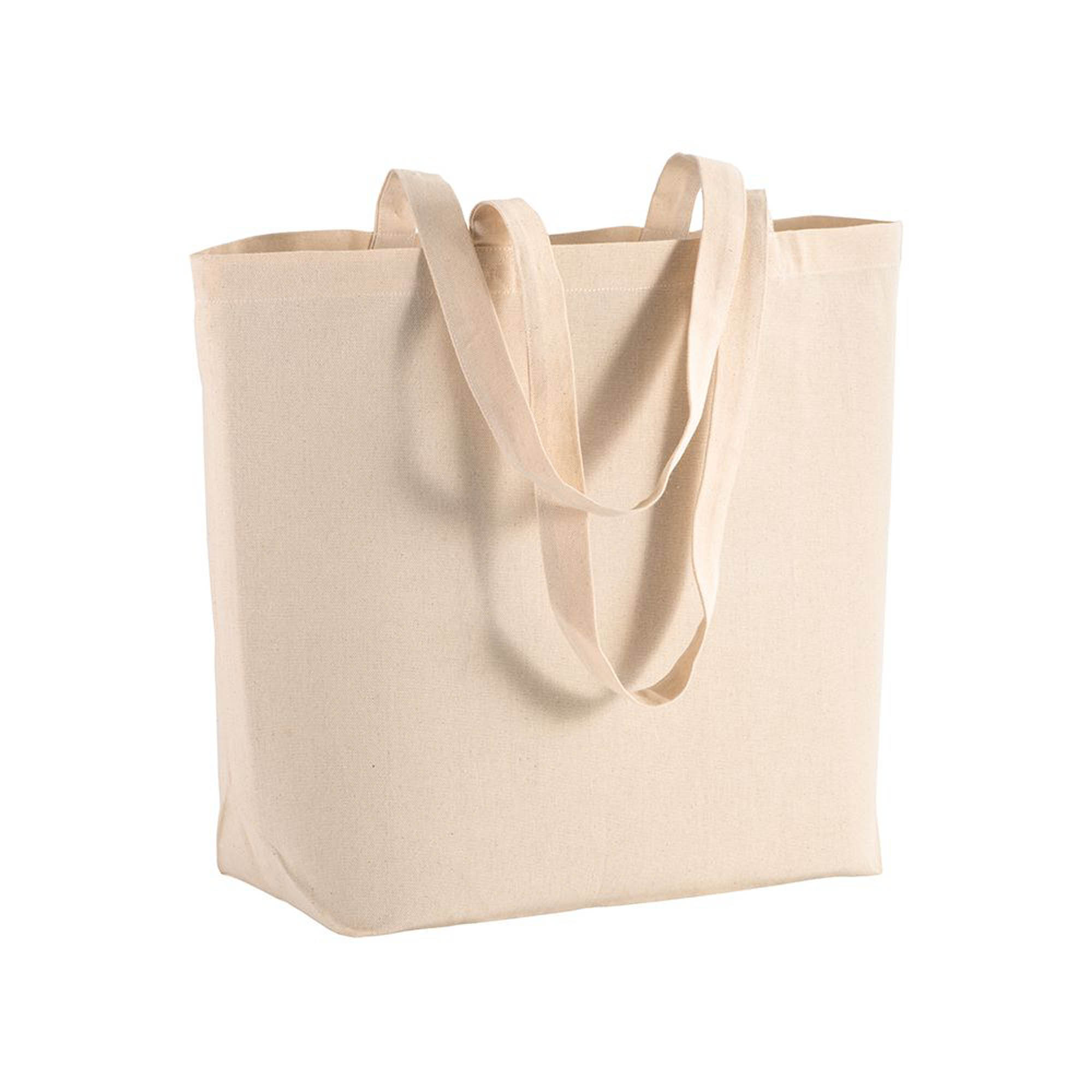 135 g/m2 cotton shopping bag, long handles and bottom gusset Natural