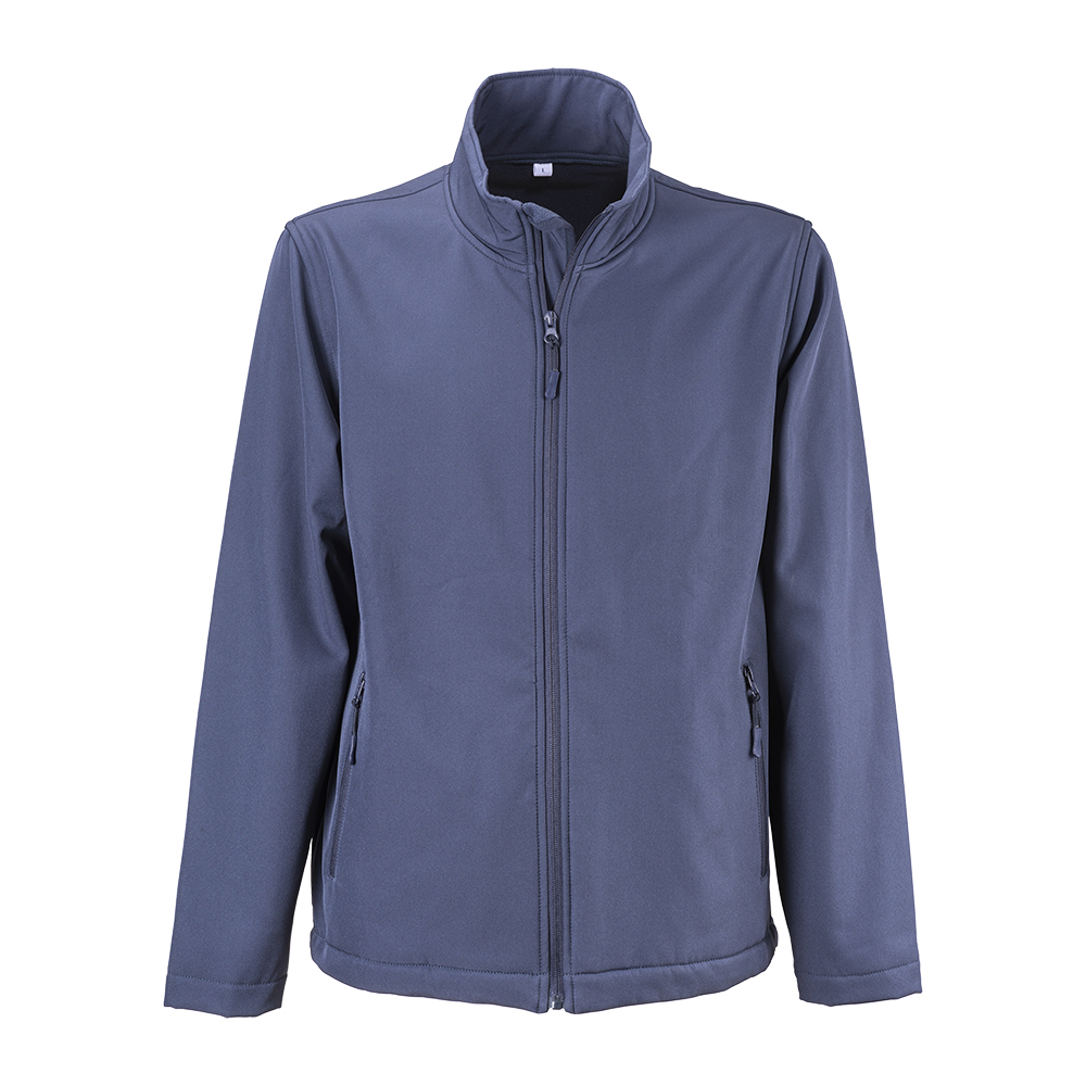 Softshell jacket with fleece interior, two side pockets and zipper closure. Blue L