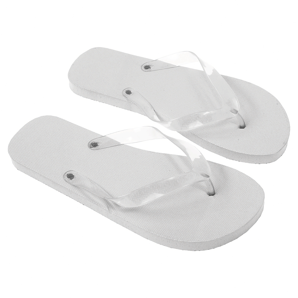 UNISEX flip-flops with PE (120 g) sole and transparent PVC straps. One size (40-44) White