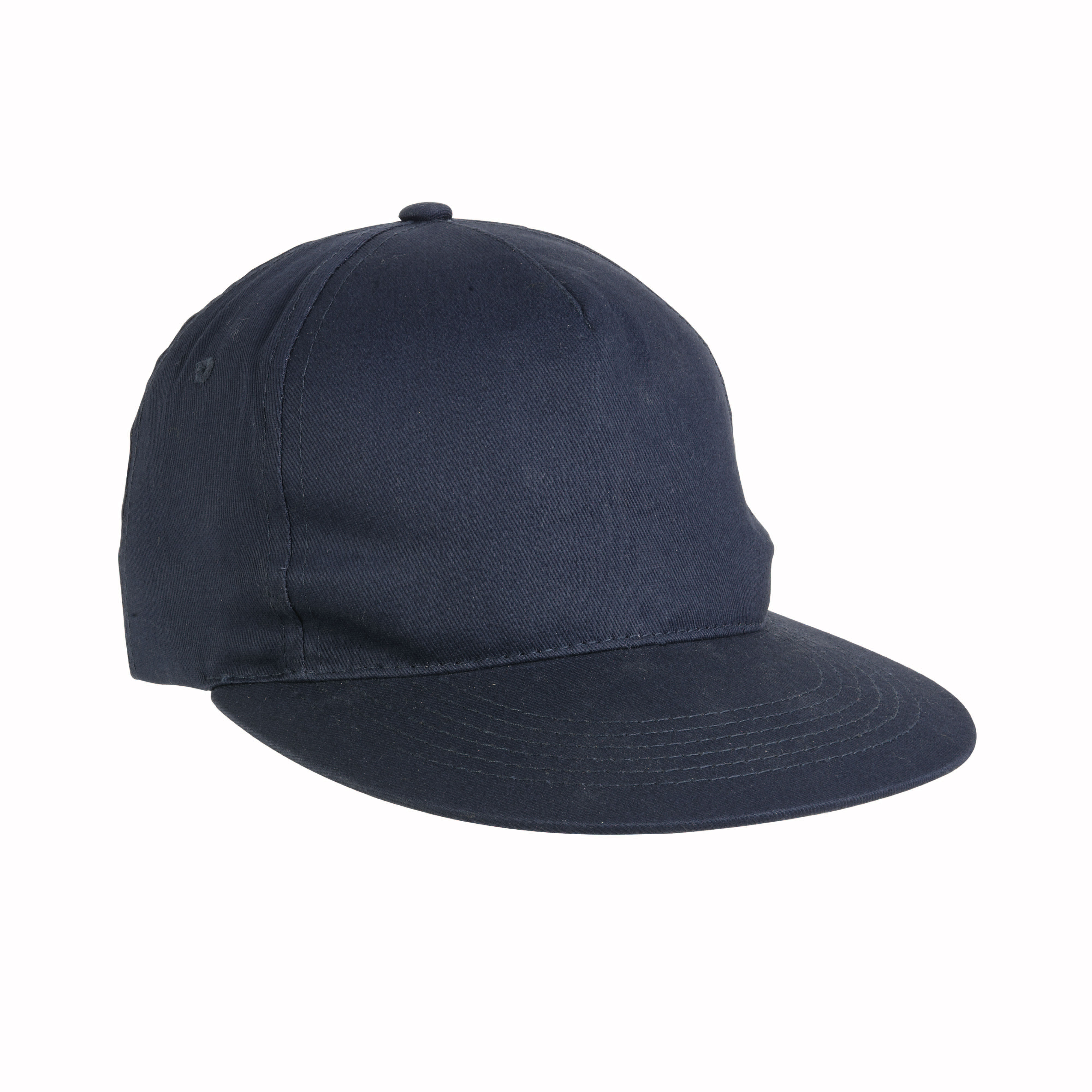 Thick cotton 6-panel cap with straight visor and adjustable velcro strap Blue