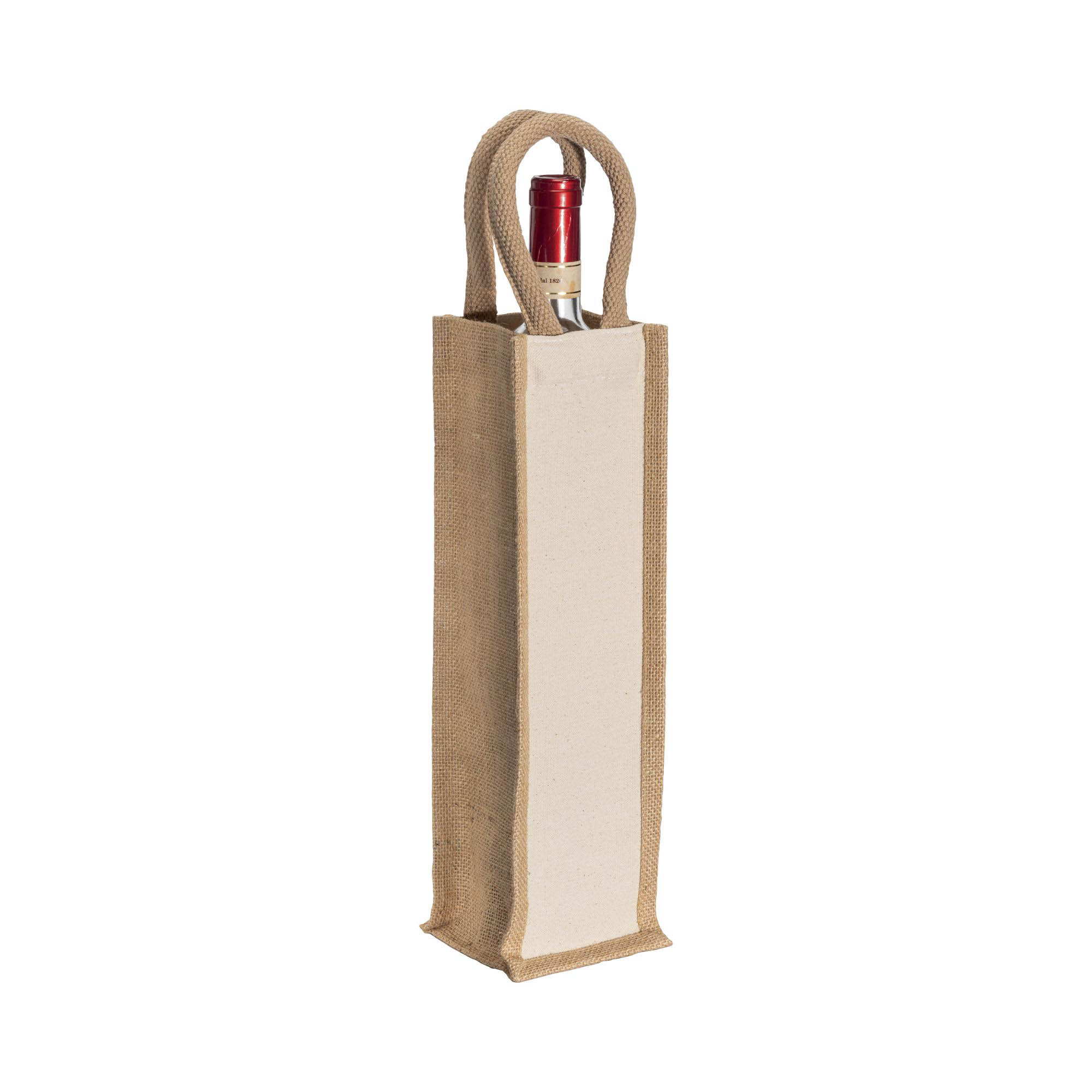 280 g/m2 jute and cotton bottle bag with rope handles Natural