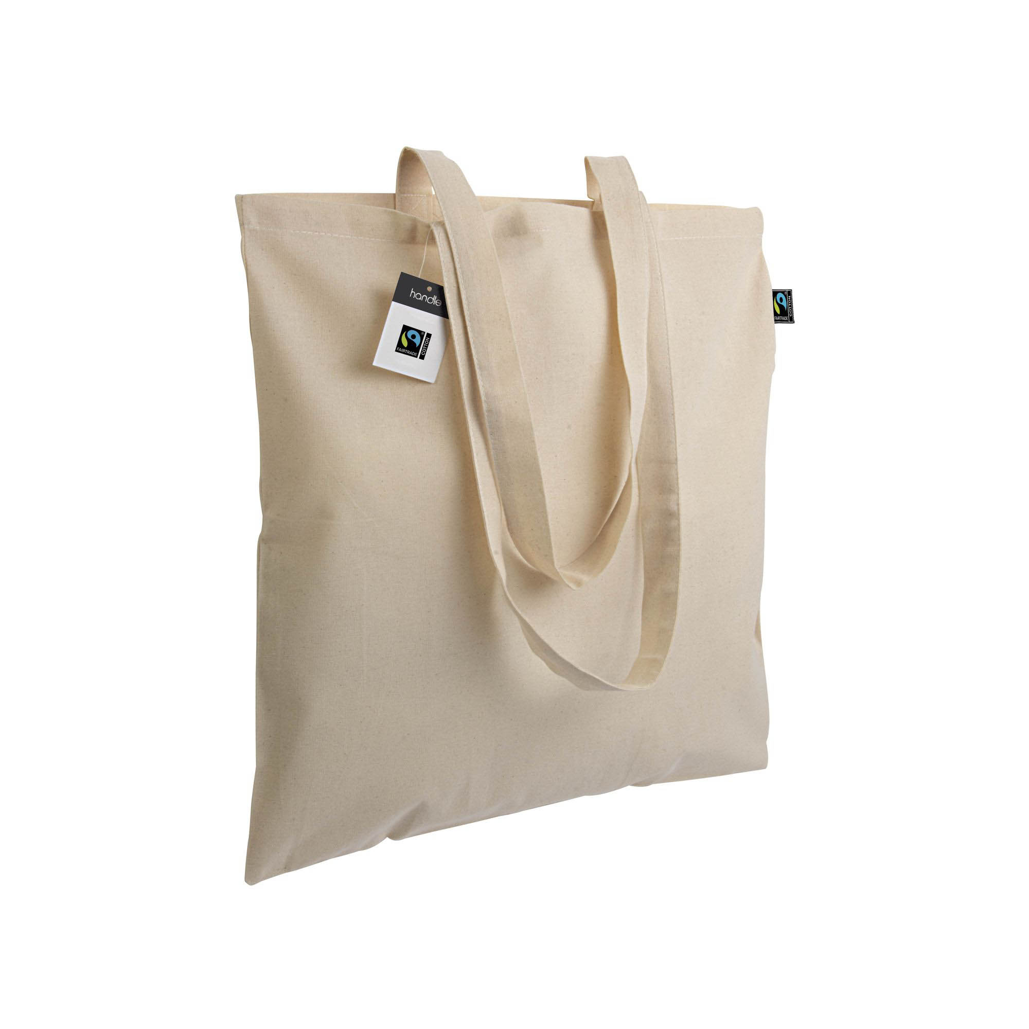140g/m2 Fairtrade® shopping bag, long handles Natural