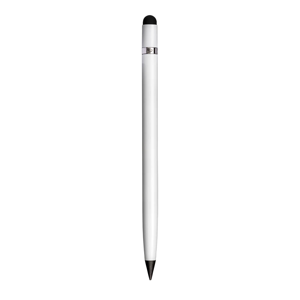 Long-lasting erasable aluminum pencil with touch screen eraser and eraser White