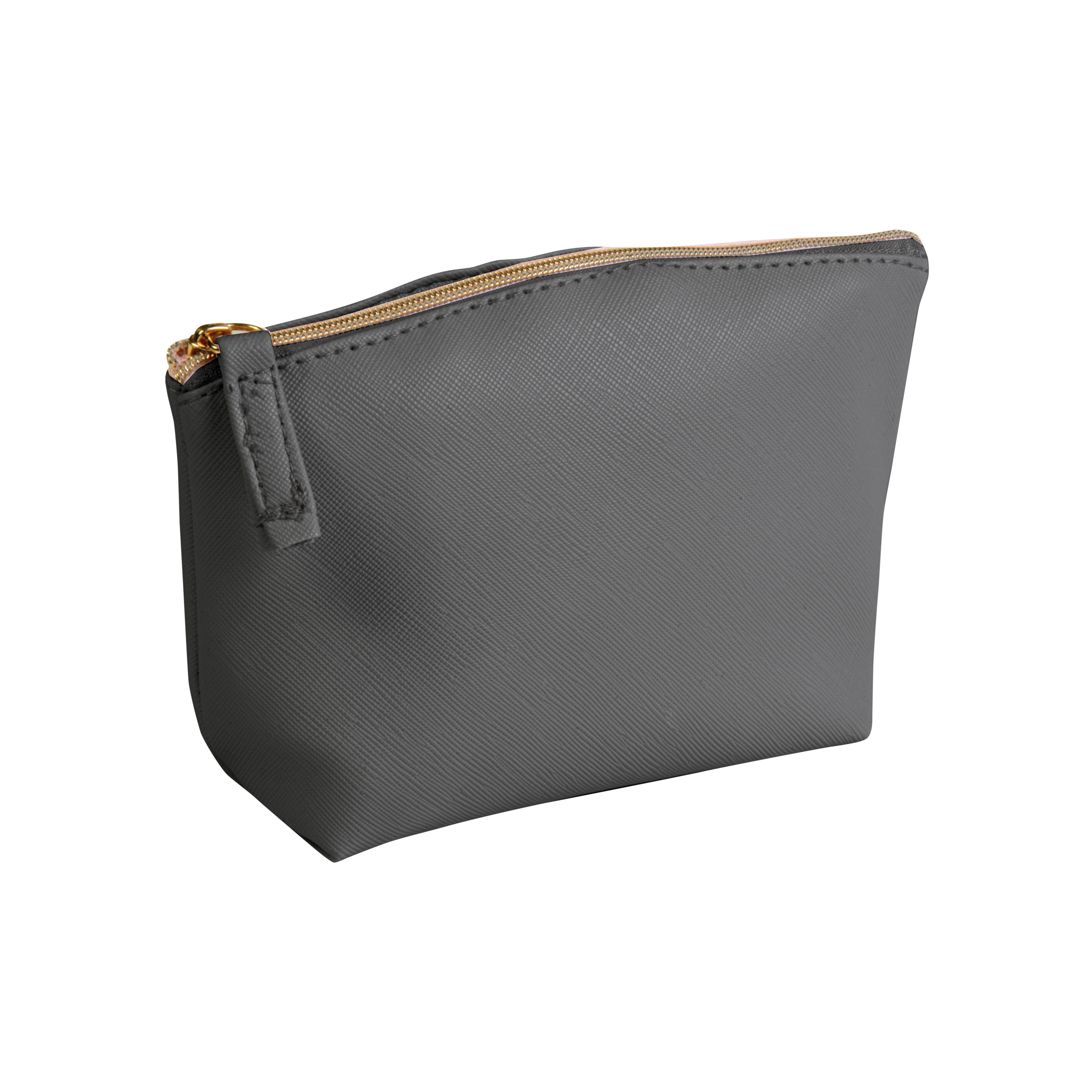 Multipurpose PU fine grain saffiano beauty case. Zipper closure and inner lining Black