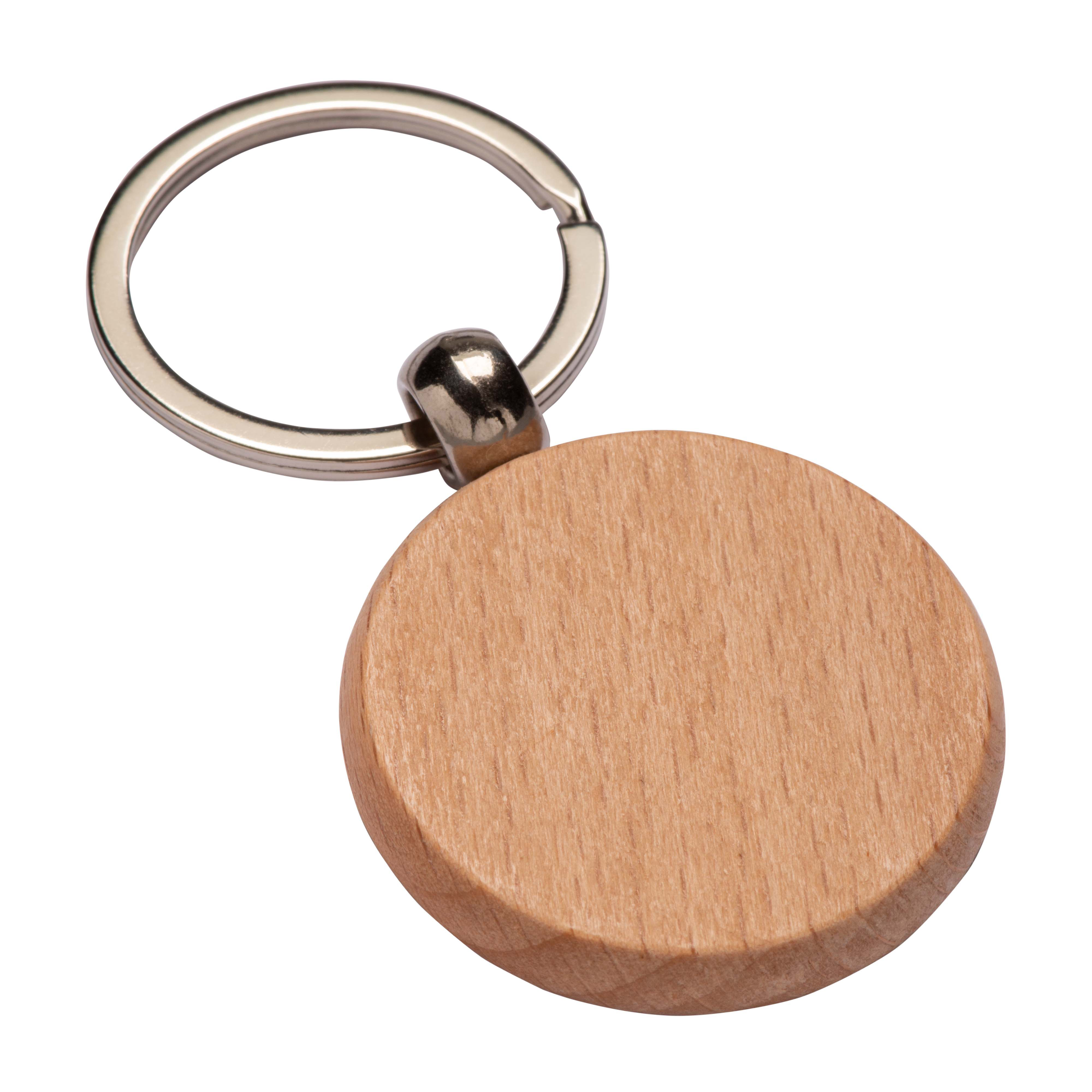 Round wooden keychain Natural