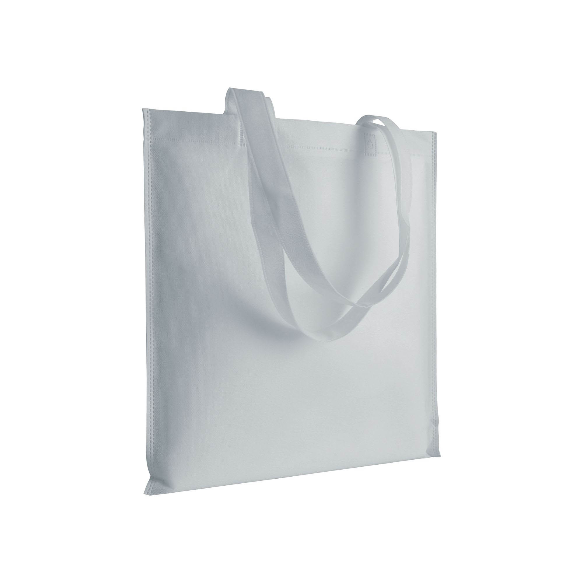 Heat-sealed 70 g/m2 non-woven fabric shopping bag, long handles White