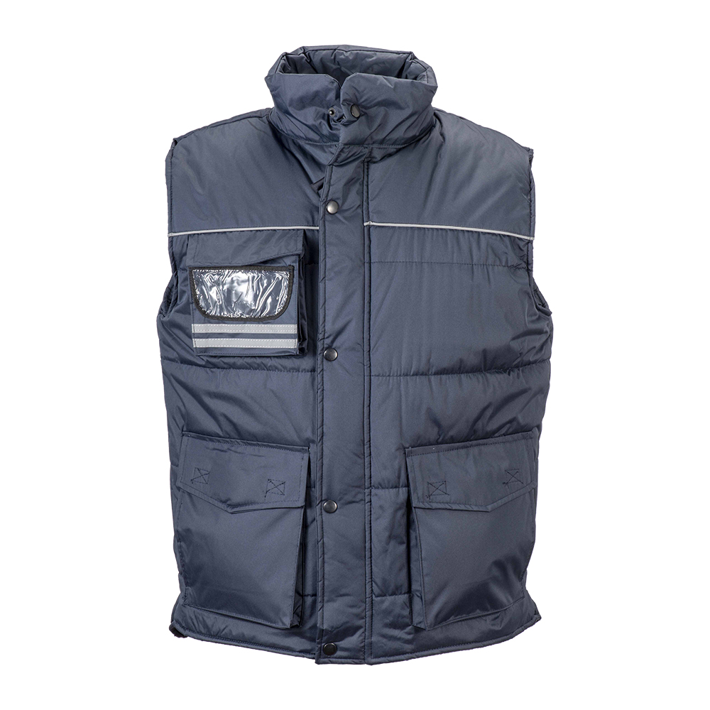 Padded, water-resistant polyester vest with reflective piping Blue L