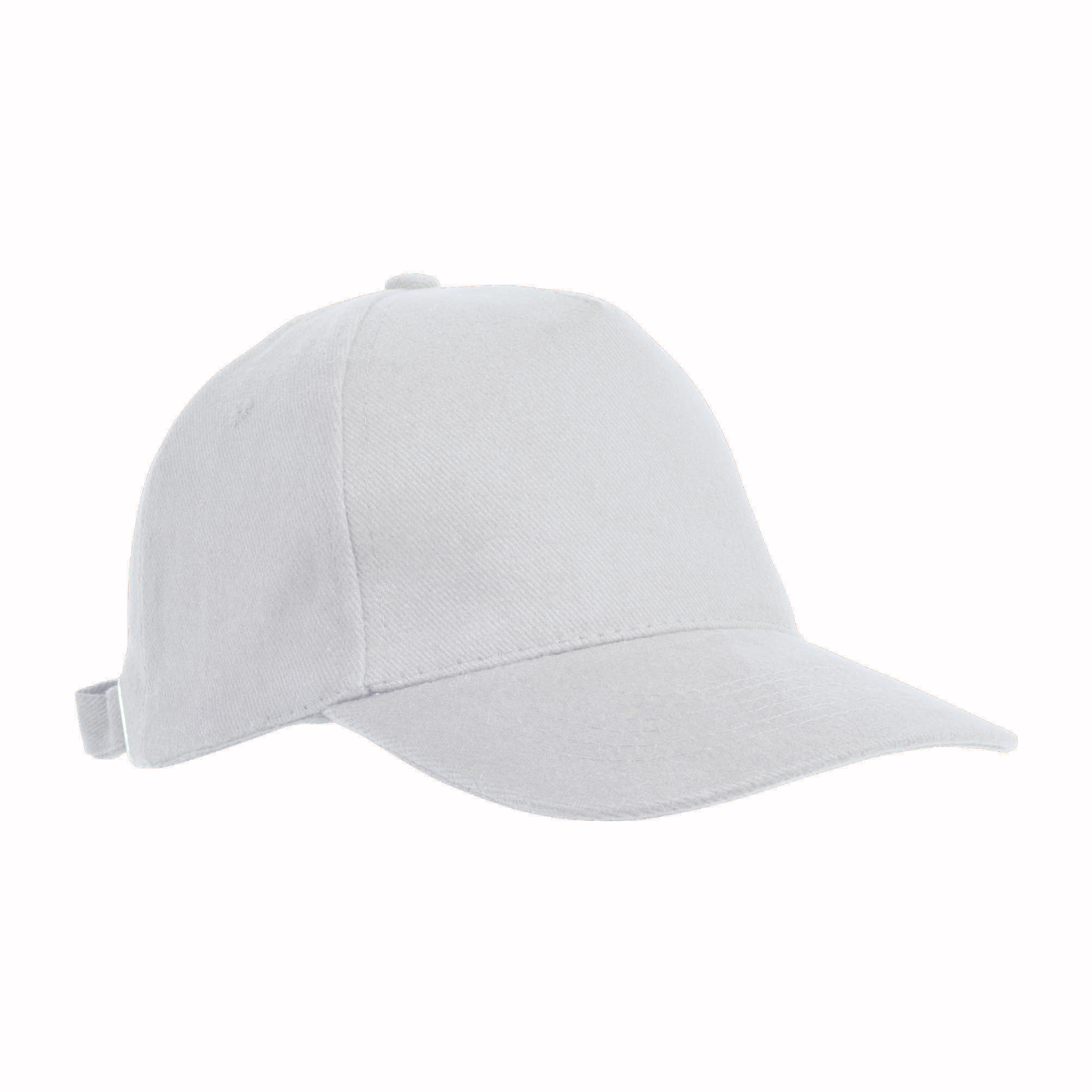 Thick brushed cotton 5-panel cap, adjustable strap with metal buckle White