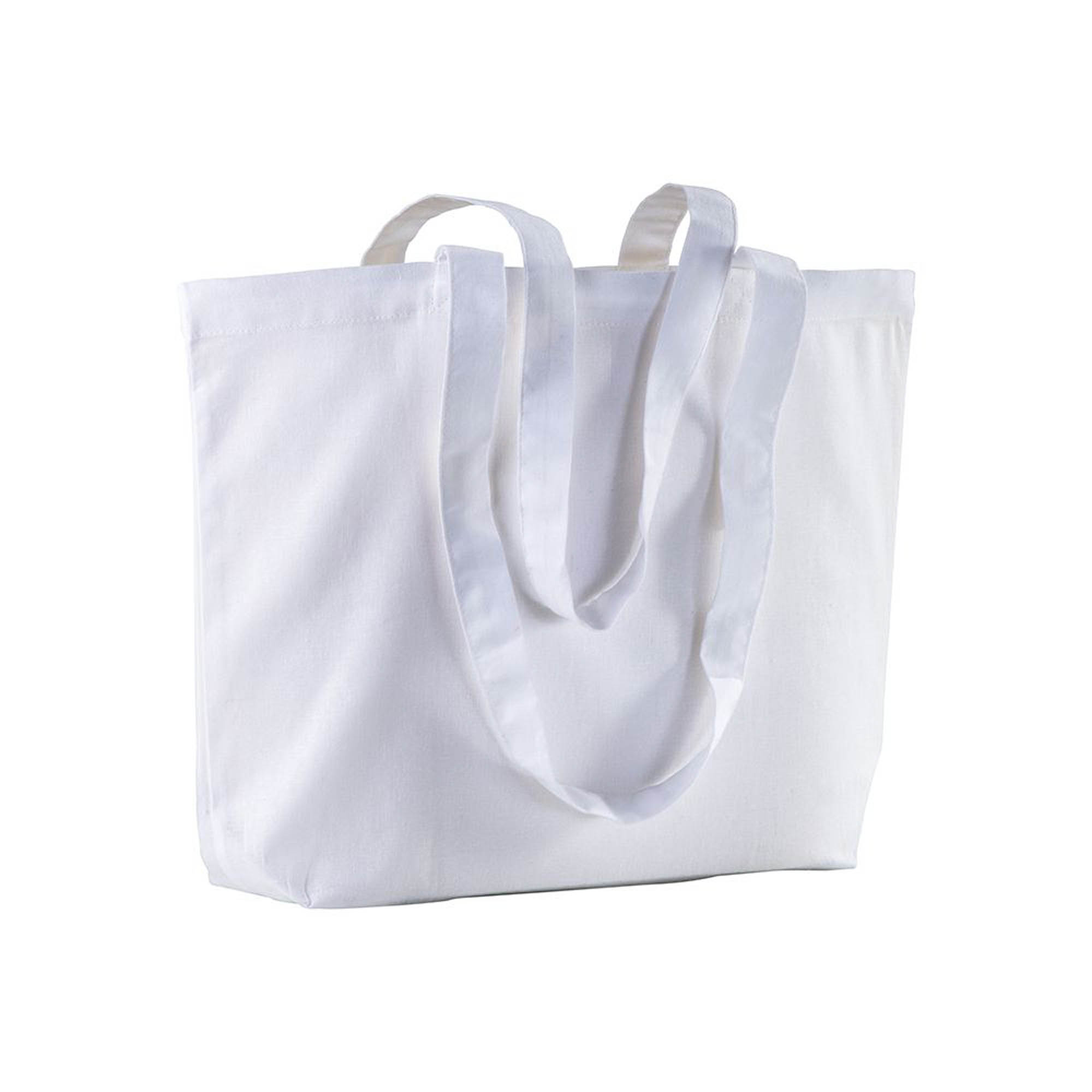 120 g/m2 cotton shopping bag, long handles and bottom gusset White
