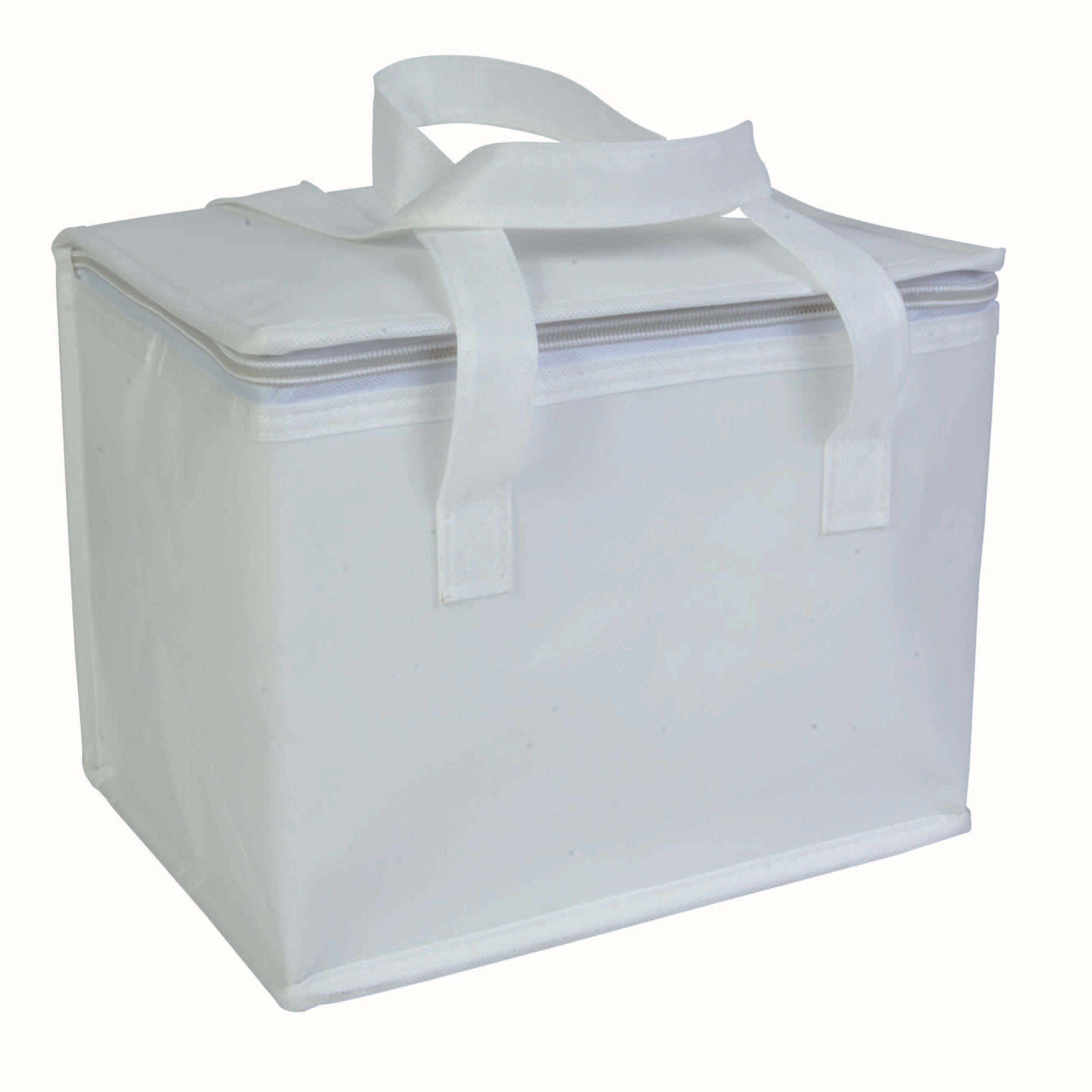 Laminated non-woven fabric cooler bag with silver interior White