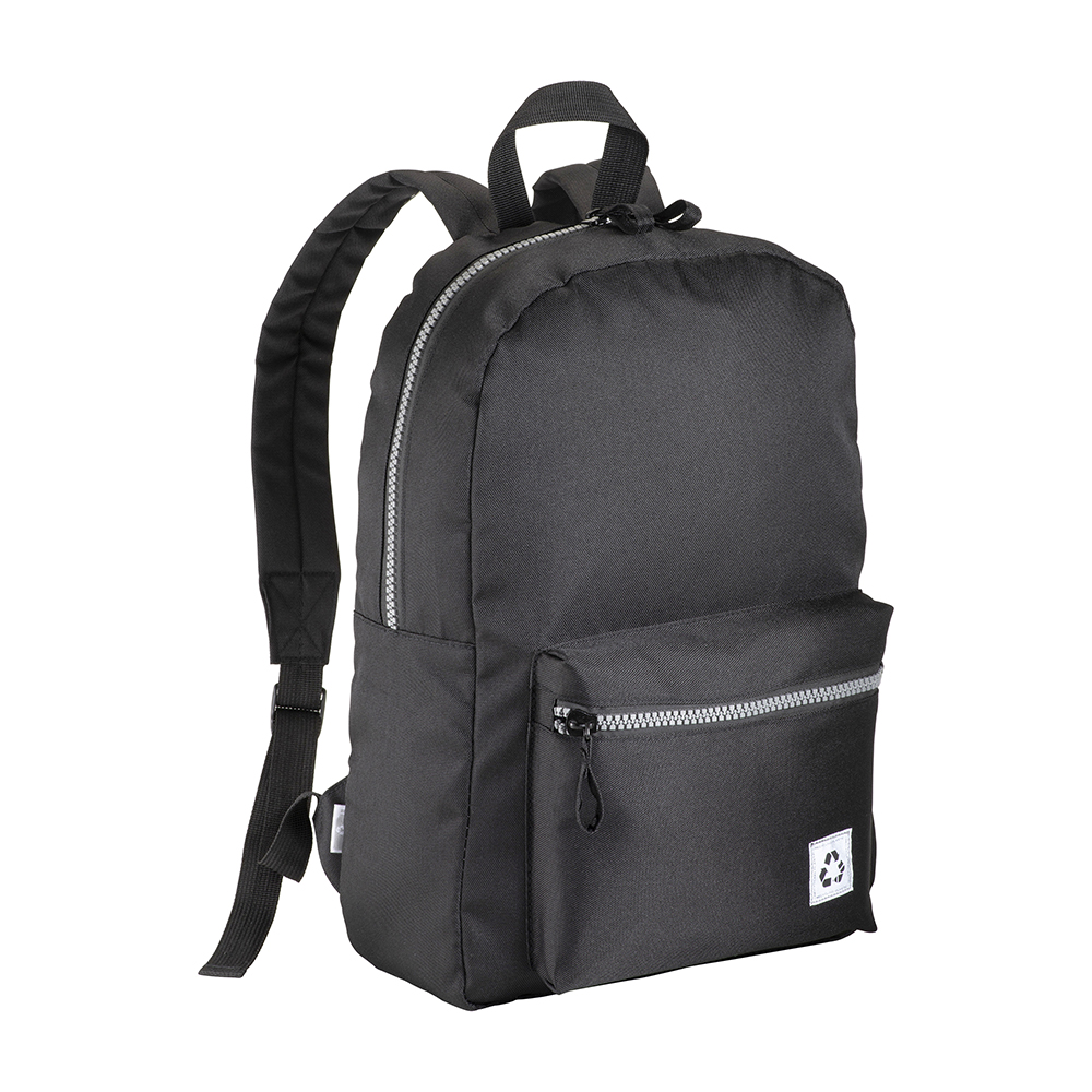Laptop backpack in recycled PET with a melange effect Black