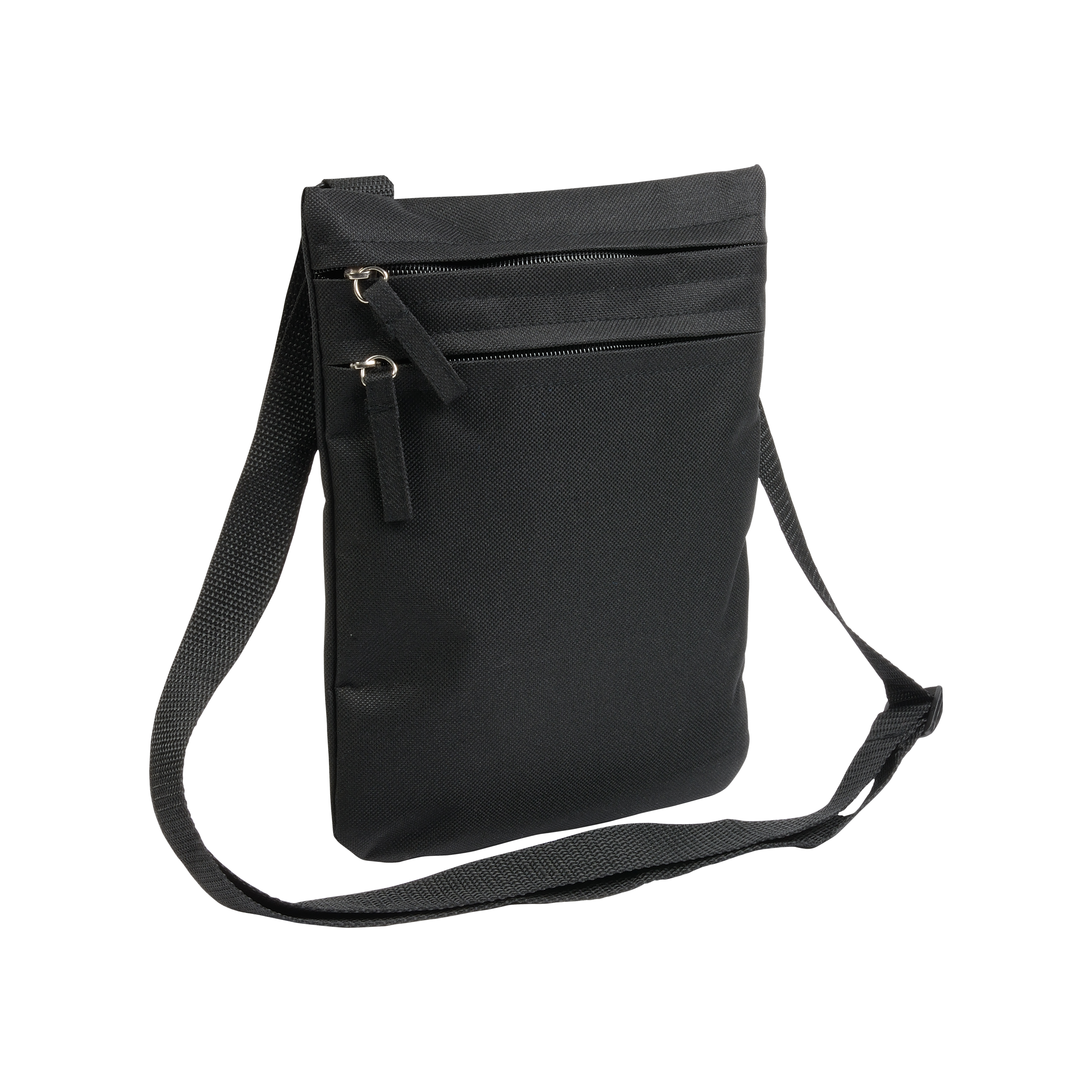 600D polyester 2-pocket man bag with adjustable shoulder strap Black