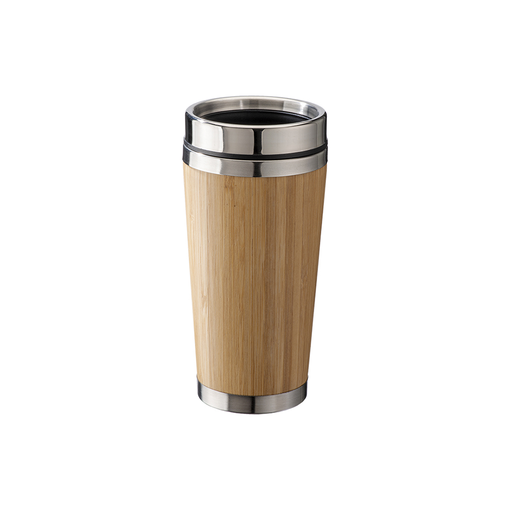 Stainless steel mug  with bamboo coating Brown