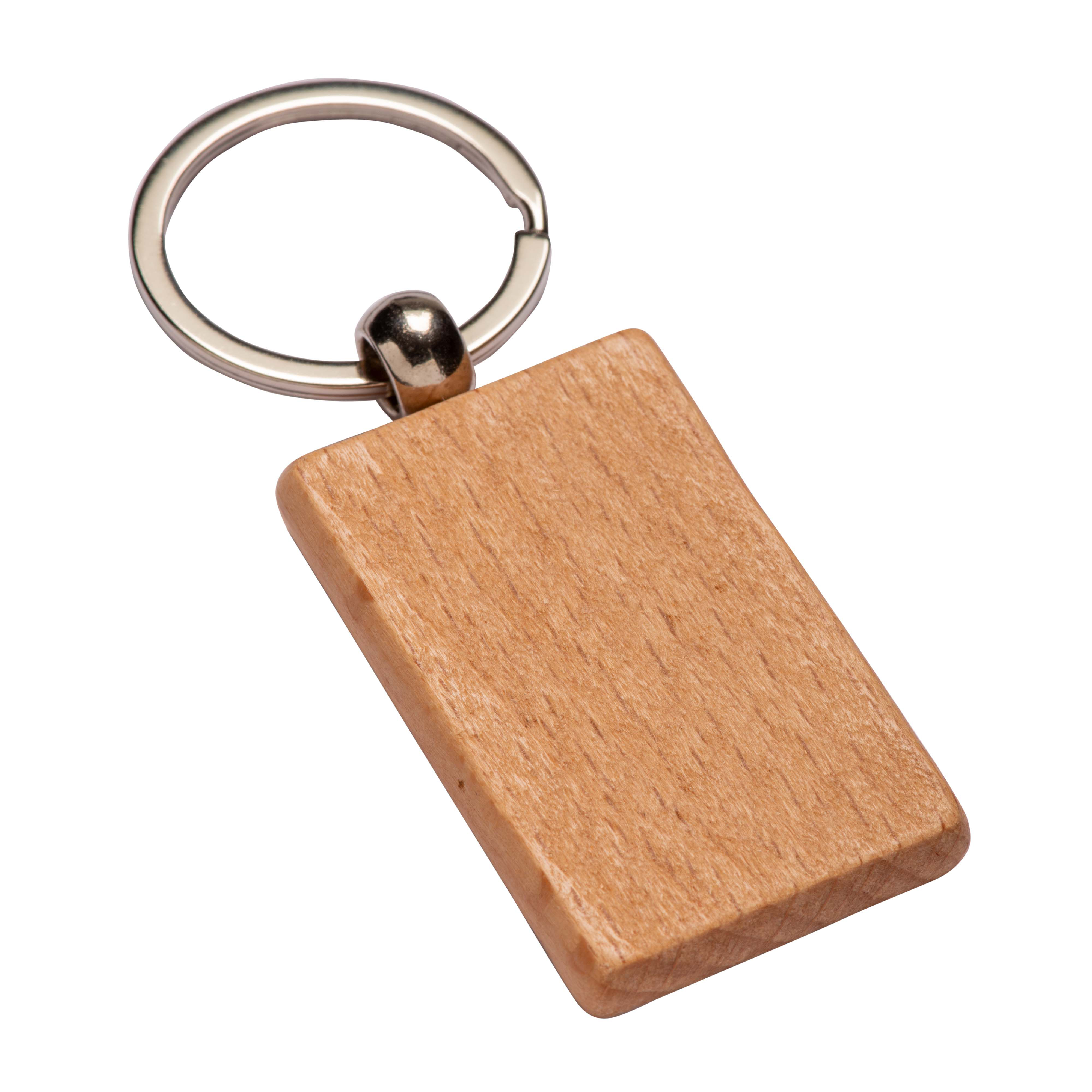 Rectangular wooden keychain Natural