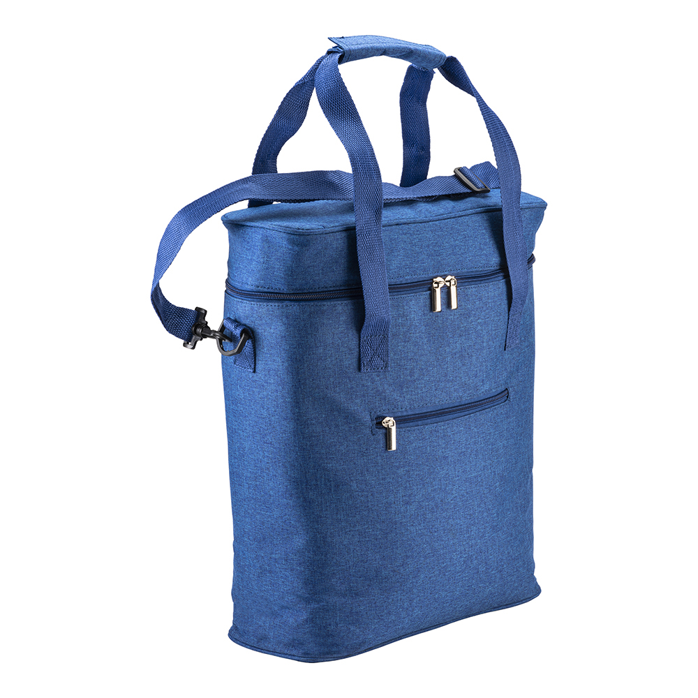 Cooler bag in r-pet melange with white PEVA interior Blue