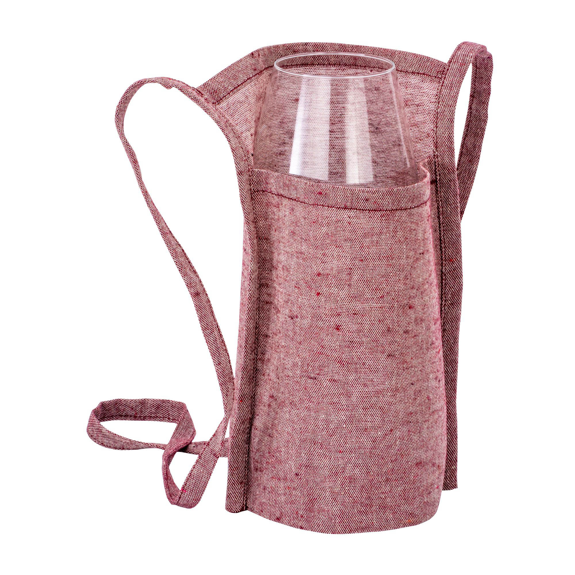 Tasting glass holder in recycled cotton 150g/m2, with 90 cm string. Bordeaux