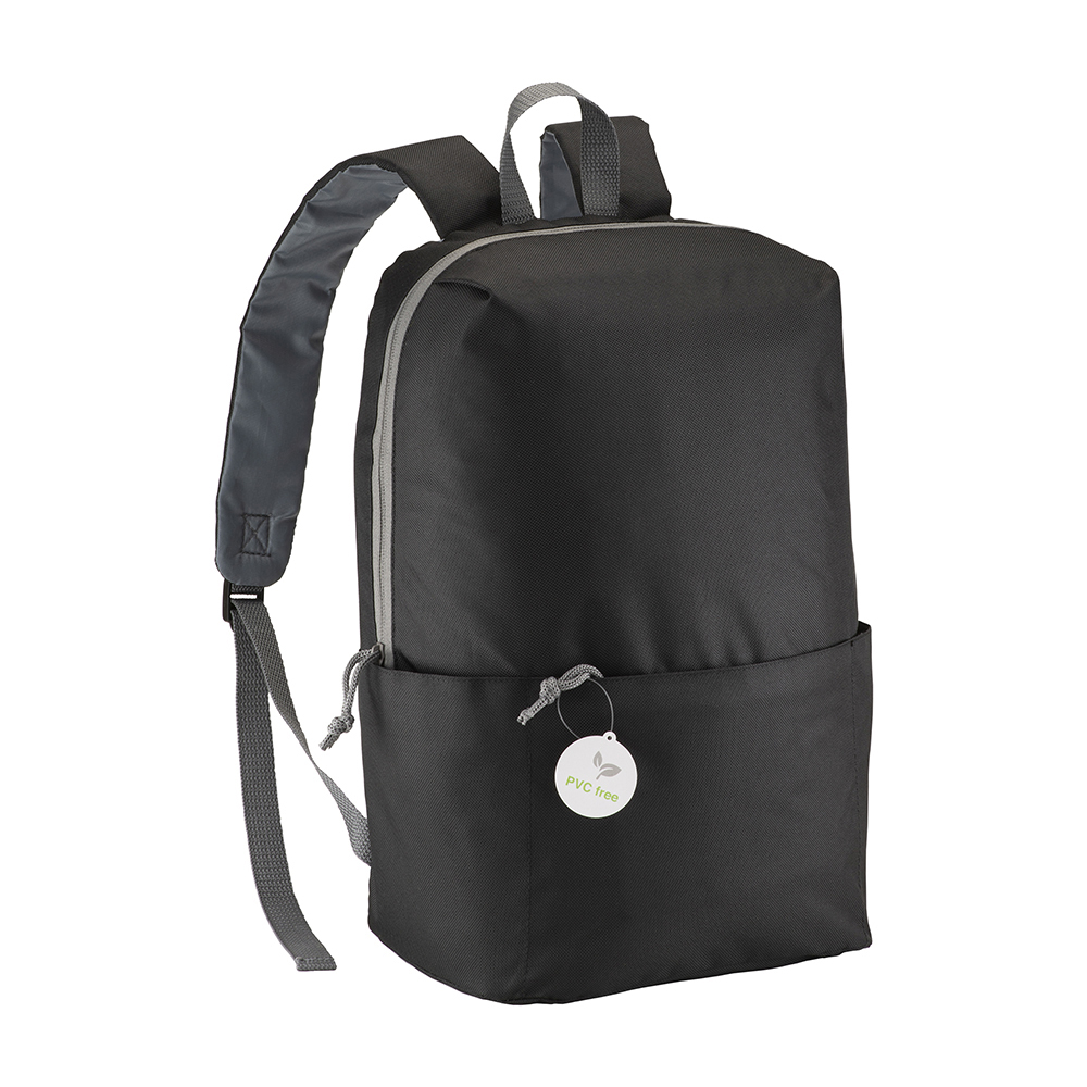 PVC-free polyester 4 pockets backpack with four pockets, adjustable shoulder straps Black