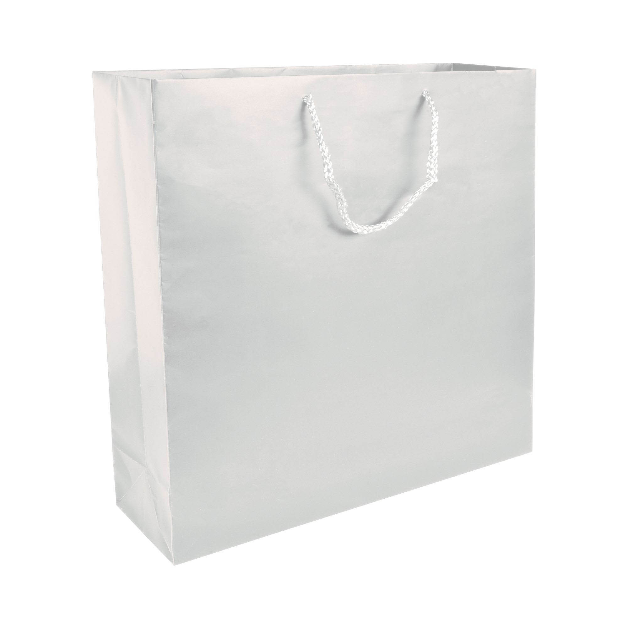 157 g/m2 matte laminated paper shopping bag with gusset and bottom reinforcement White
