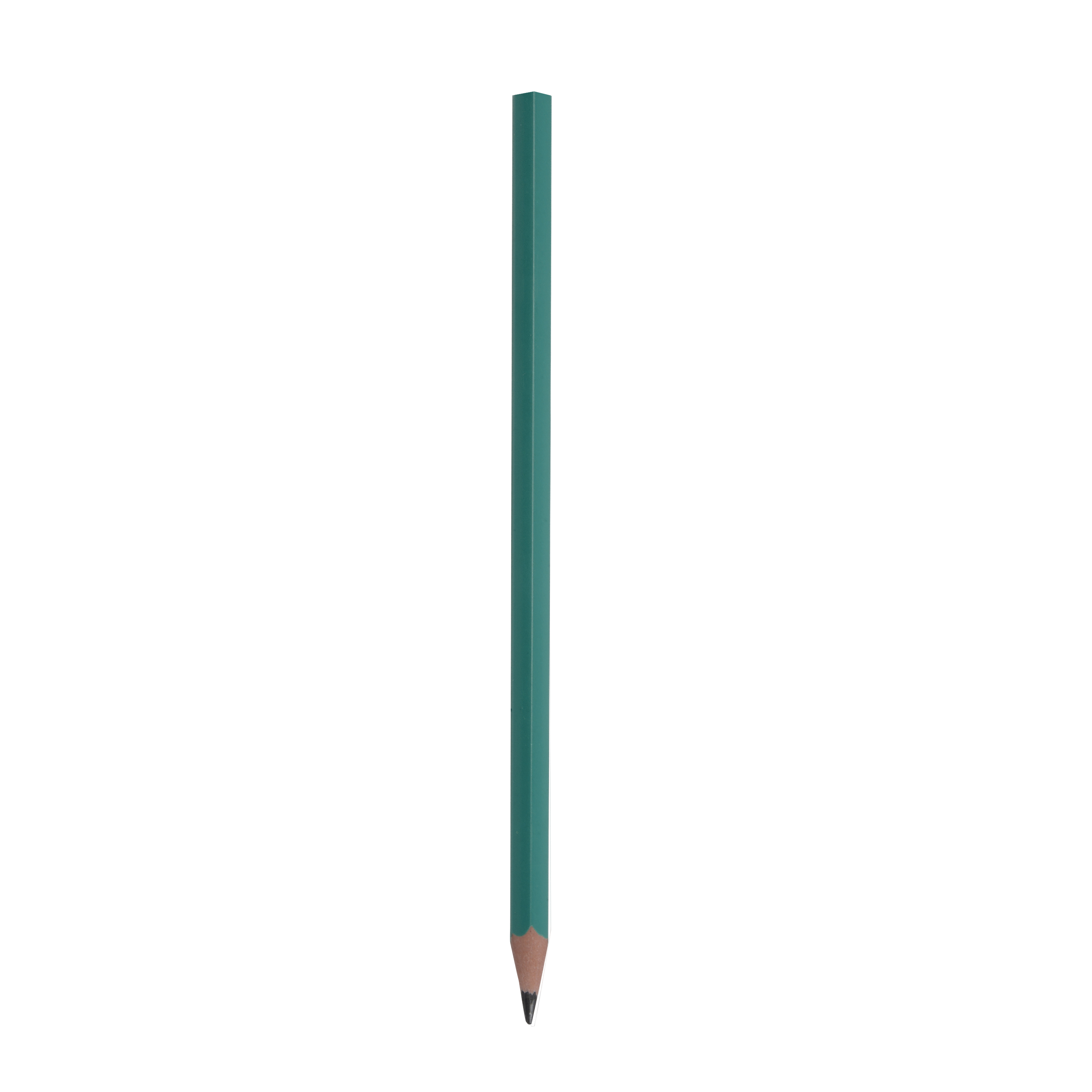 Recycled plastic pencil with graphite lead and hexagonal cross-section, sharpened Green