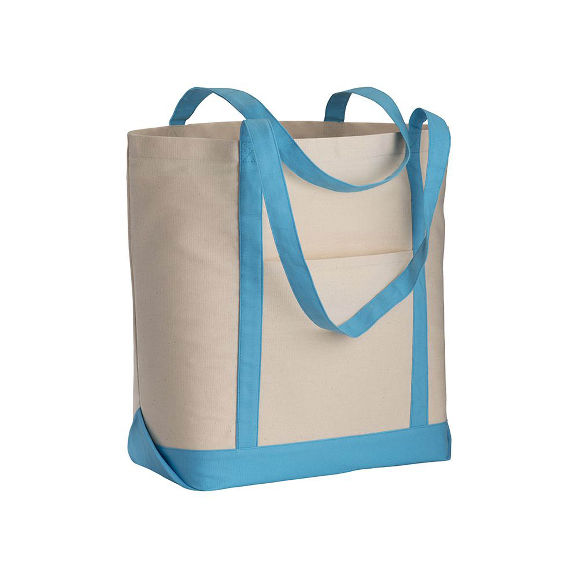Natural cotton shopping bag with gusset at the base Sky blue