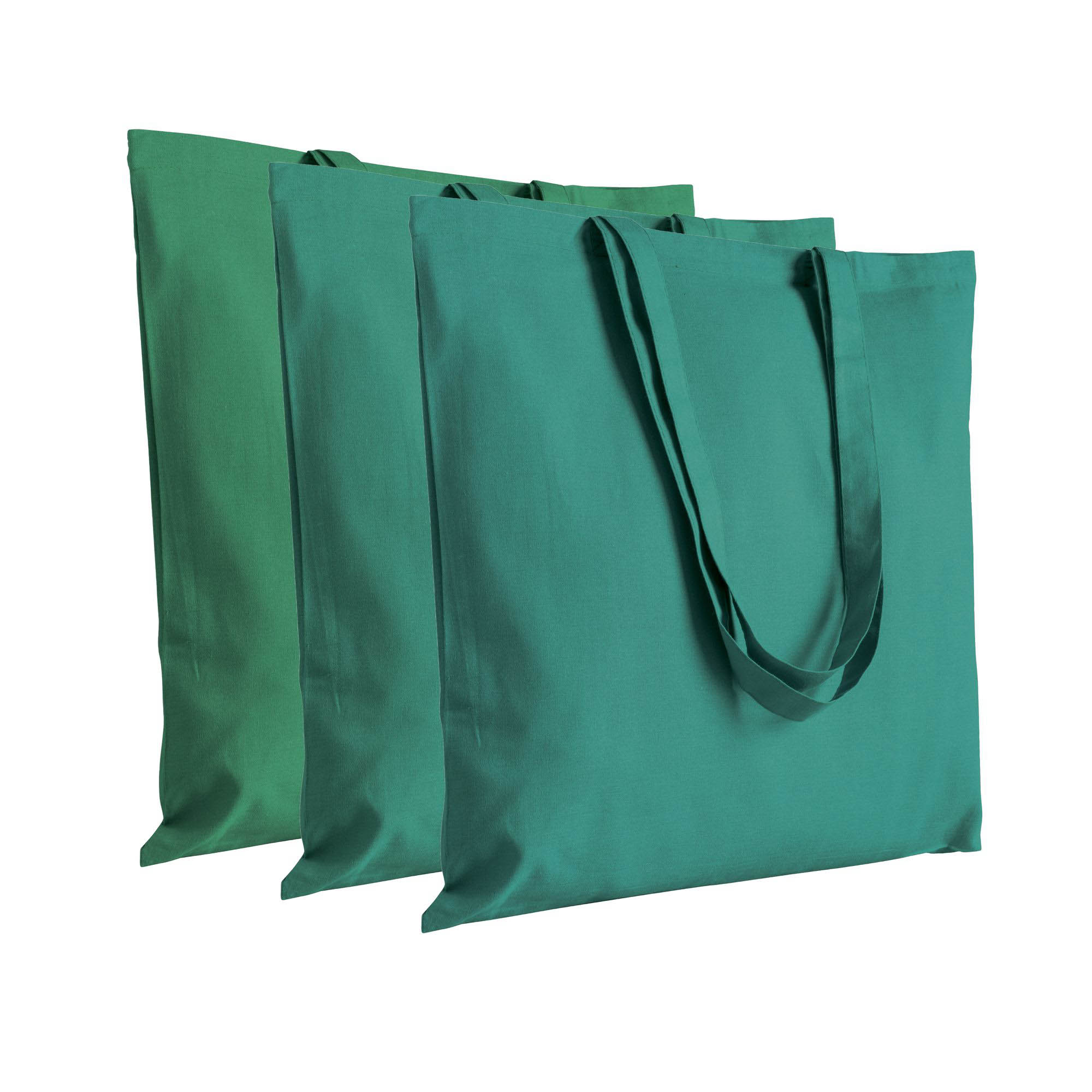 220 g/m2 cotton shopping bag, long handles - Different shades within the same batch Green