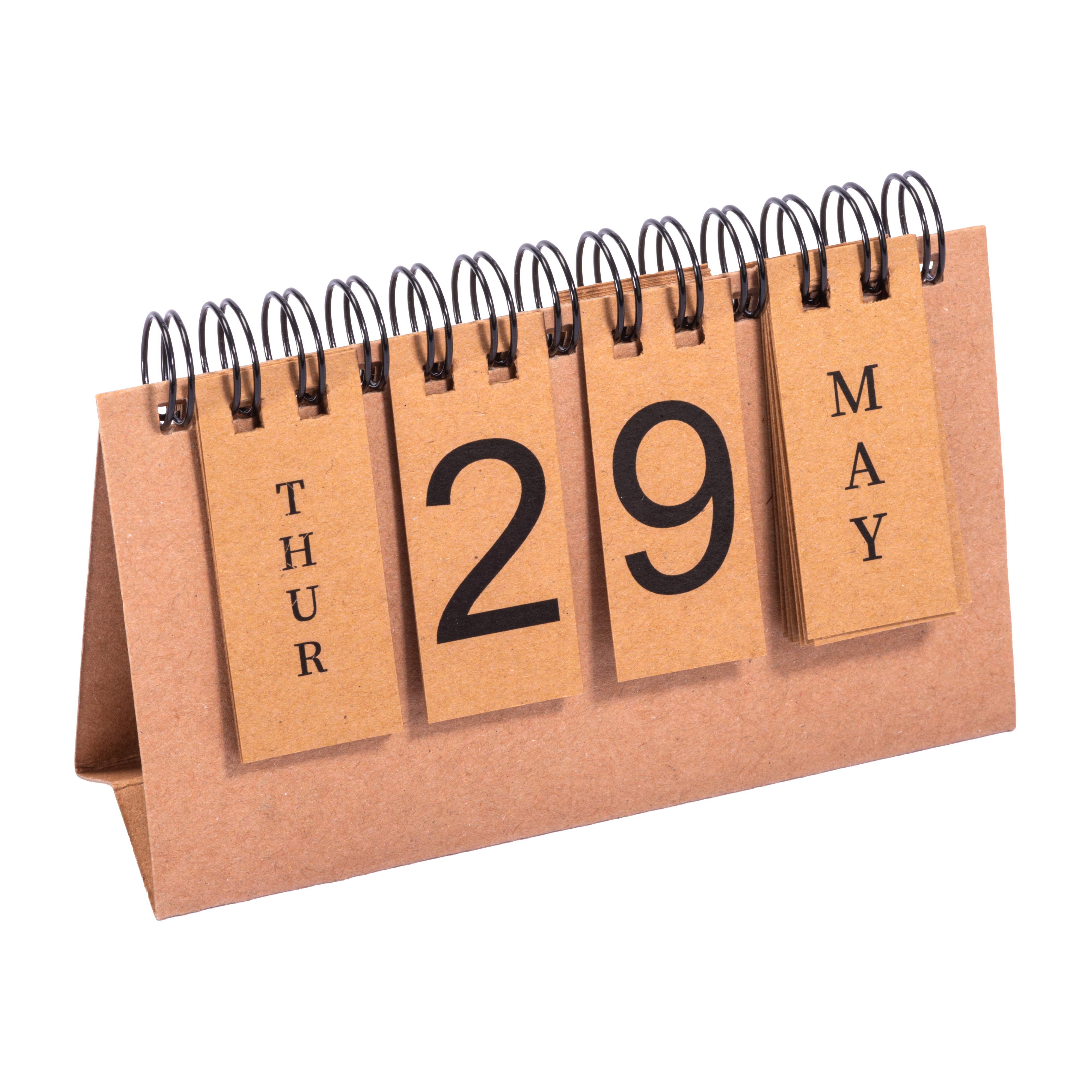 Cardboard perpetual calendar with spiral (days and months in English) Natural