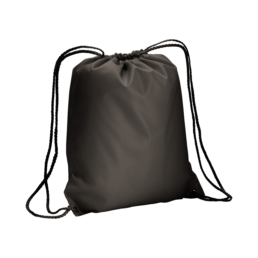 210T polyester backpack with drawstring closure and reinforced corners Black