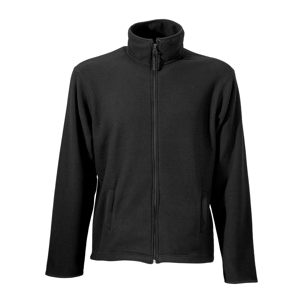 Full-zip microfleece (180 g/m2) men sweatshirt with 2 pockets. Sizes: S/M/L/XL/XXL Black L