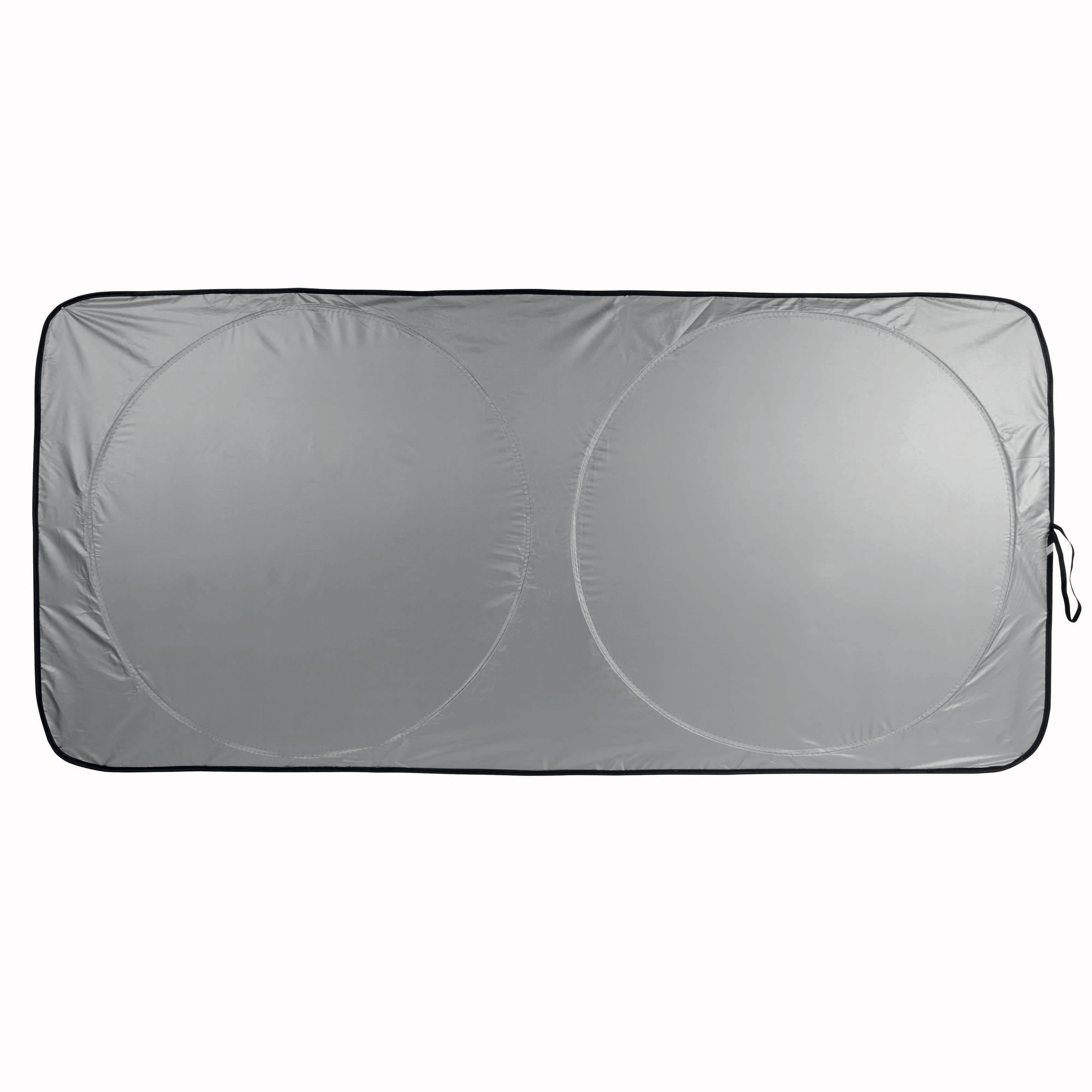 Foldable car windshield sun shade, anti-glare nylon, with case Silver