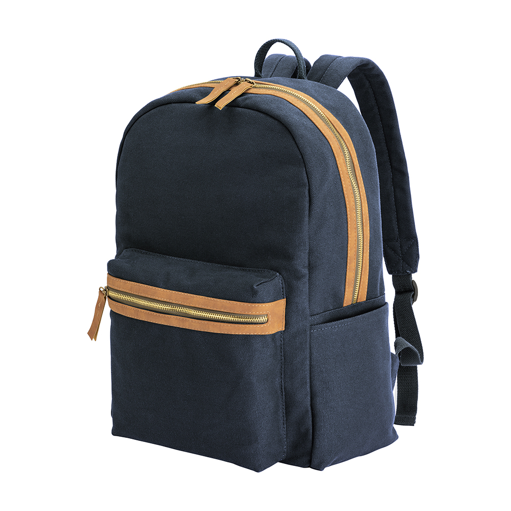 Recycled canvas backpack with padded notebook compartment Blue