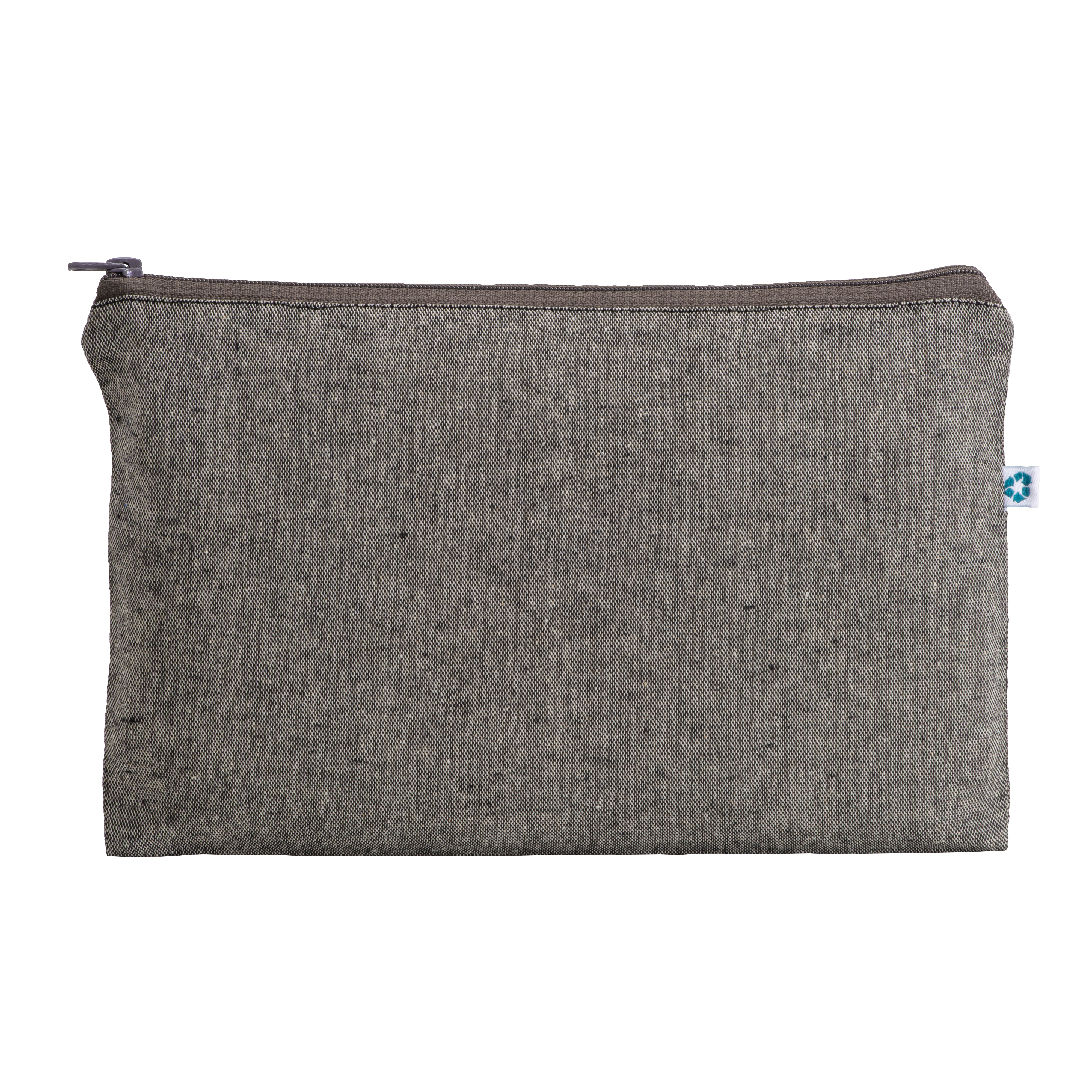 Recycled cotton beauty case 150 g/m2, with zipper. Black