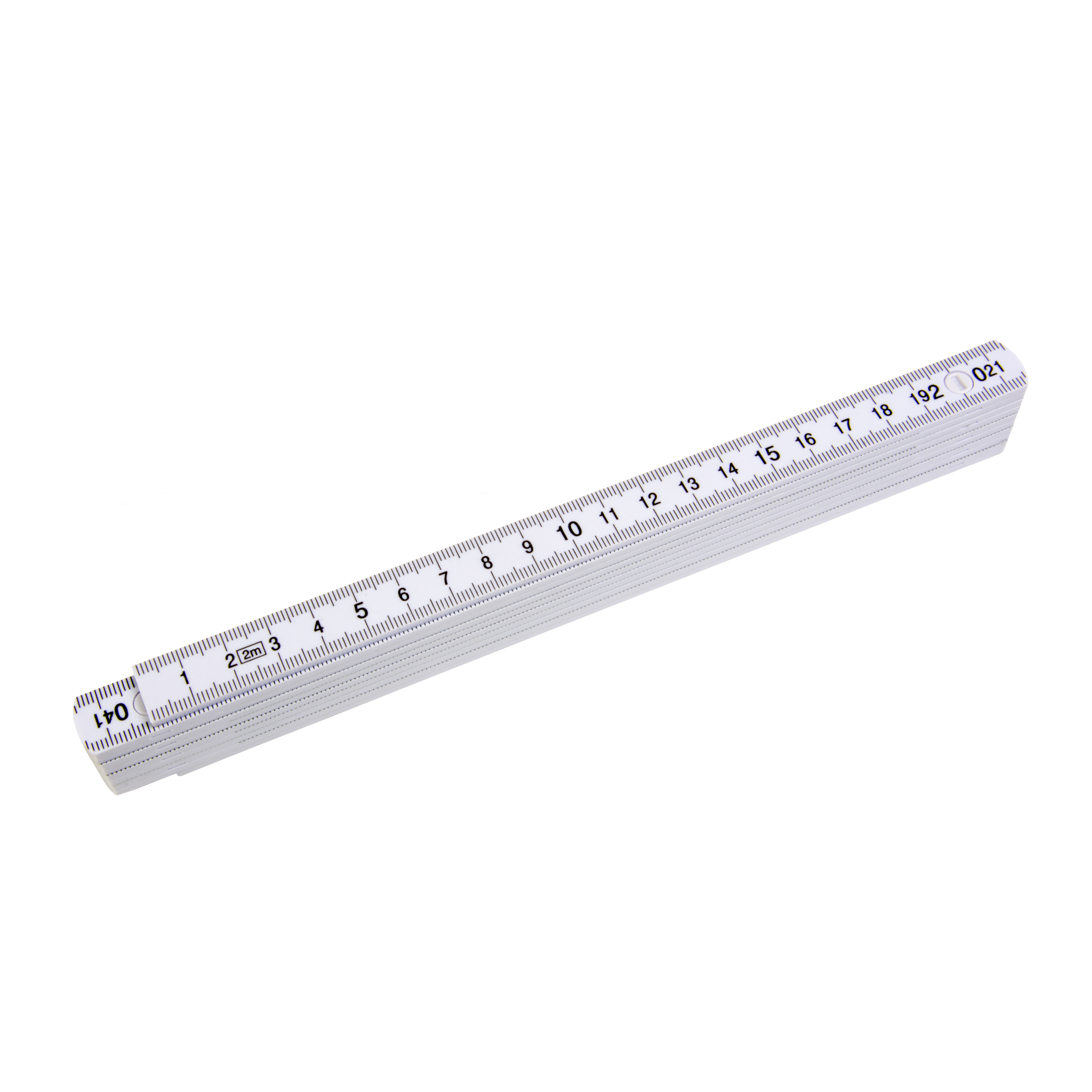 2 meters plastic (PS) foldable and articulated measuring tape with 10 links White
