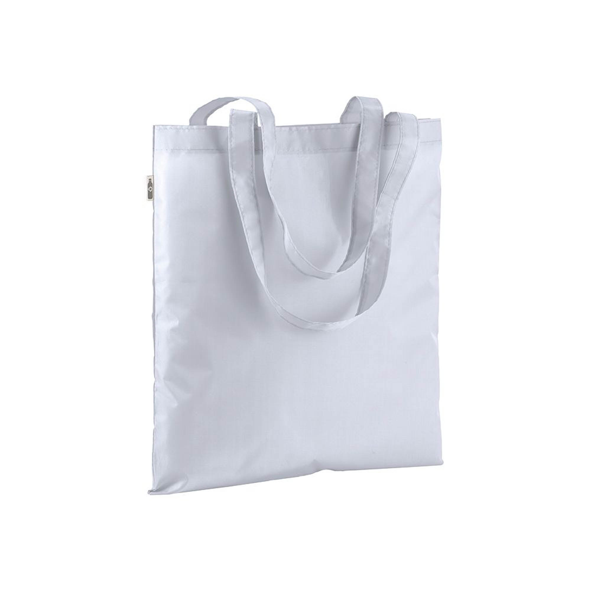 210T RPET shopping bag, long handles White