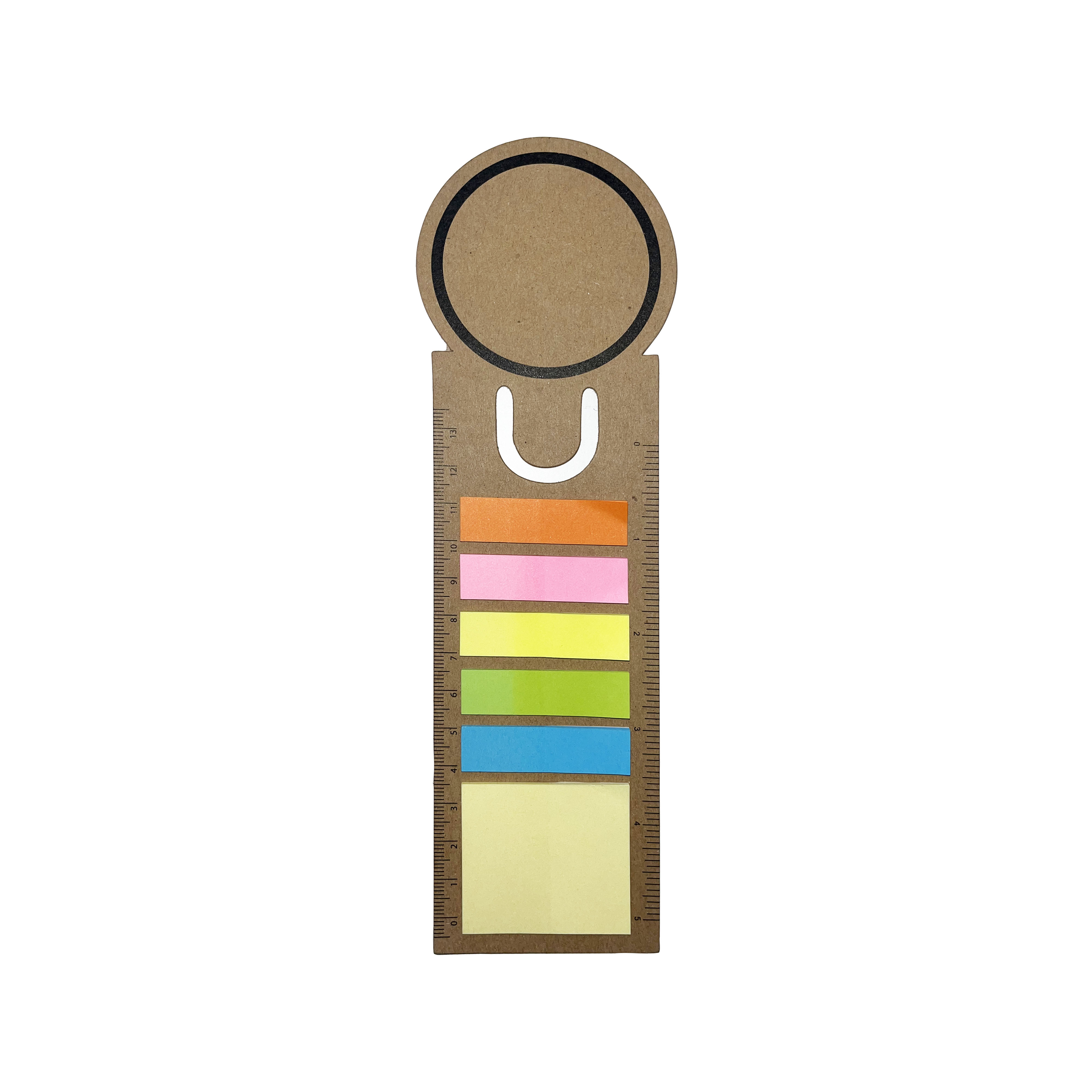 Cardboard bookmark ruler with sticky notes Natural
