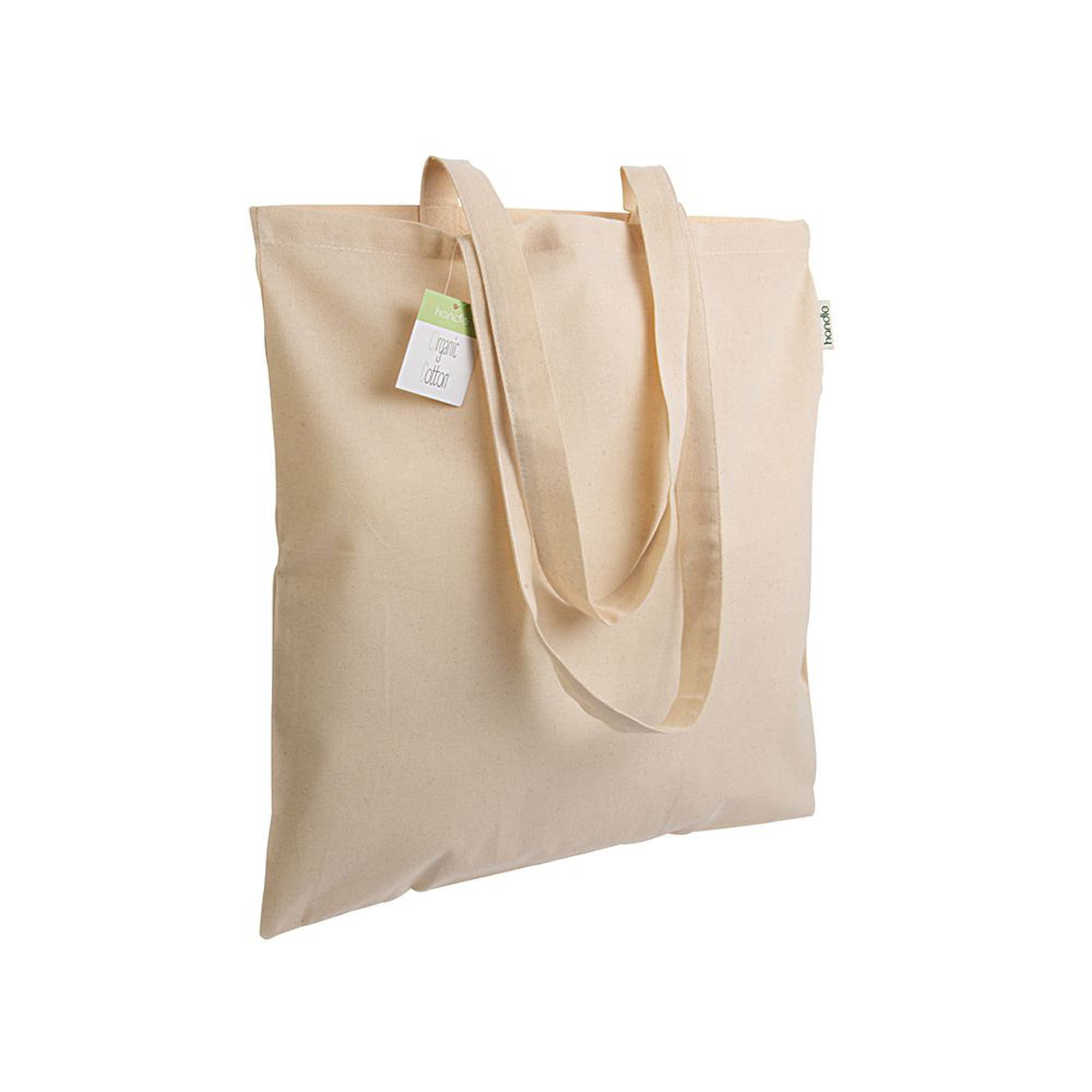 140 g/m2 organic cotton shopping bag, long handles Natural