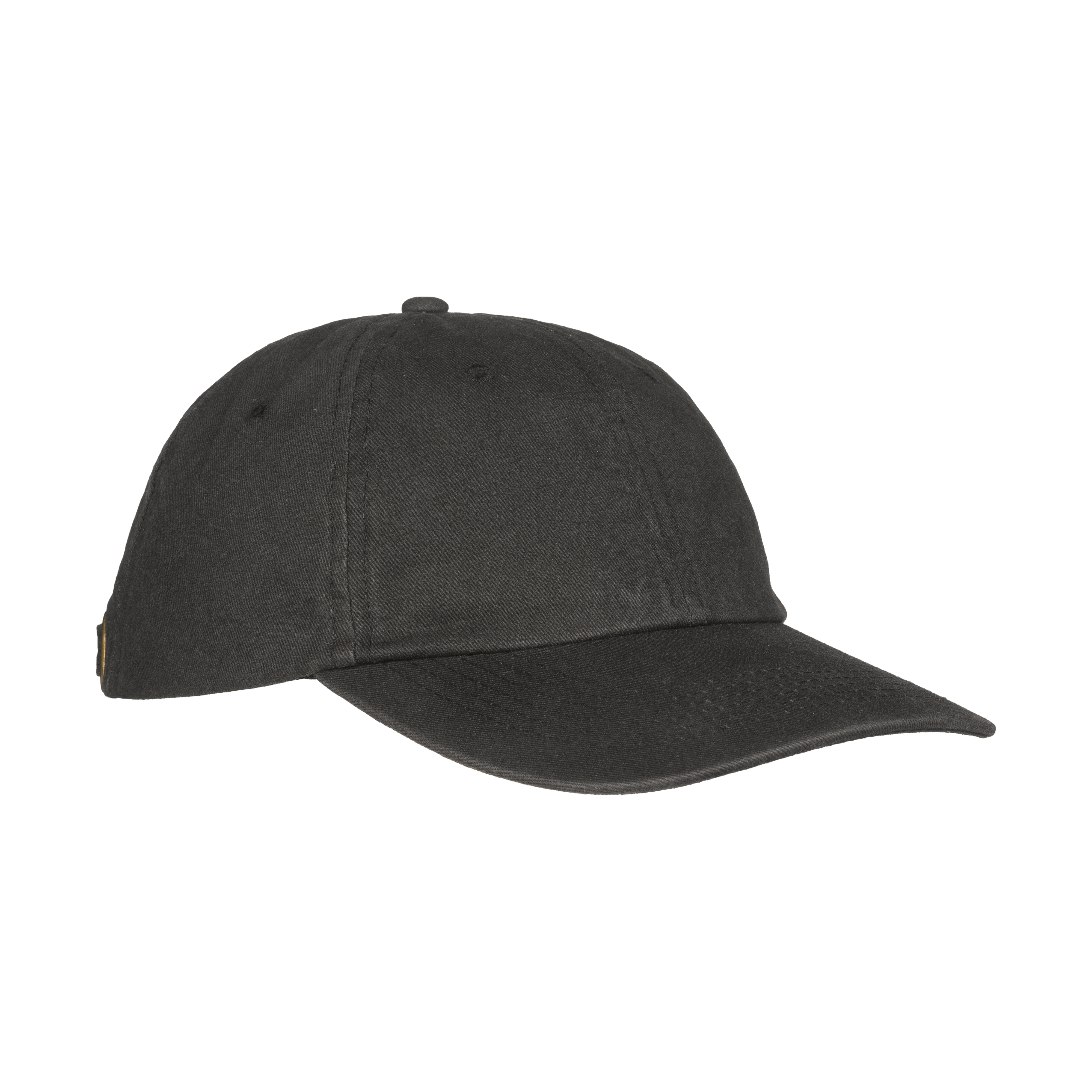 260 g/m2 stone washed cotton baseball cap, 6 panels Black