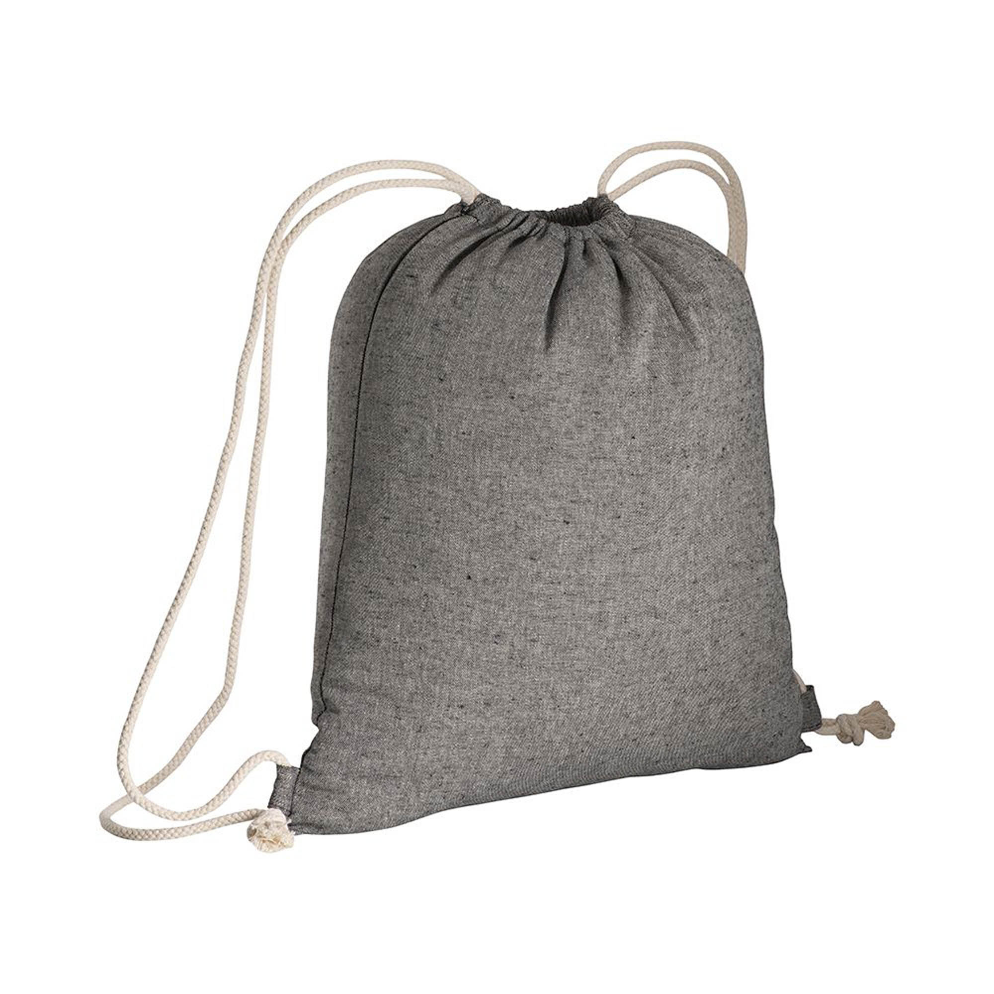 150g/m2 recycled cotton drawstring backpack Black