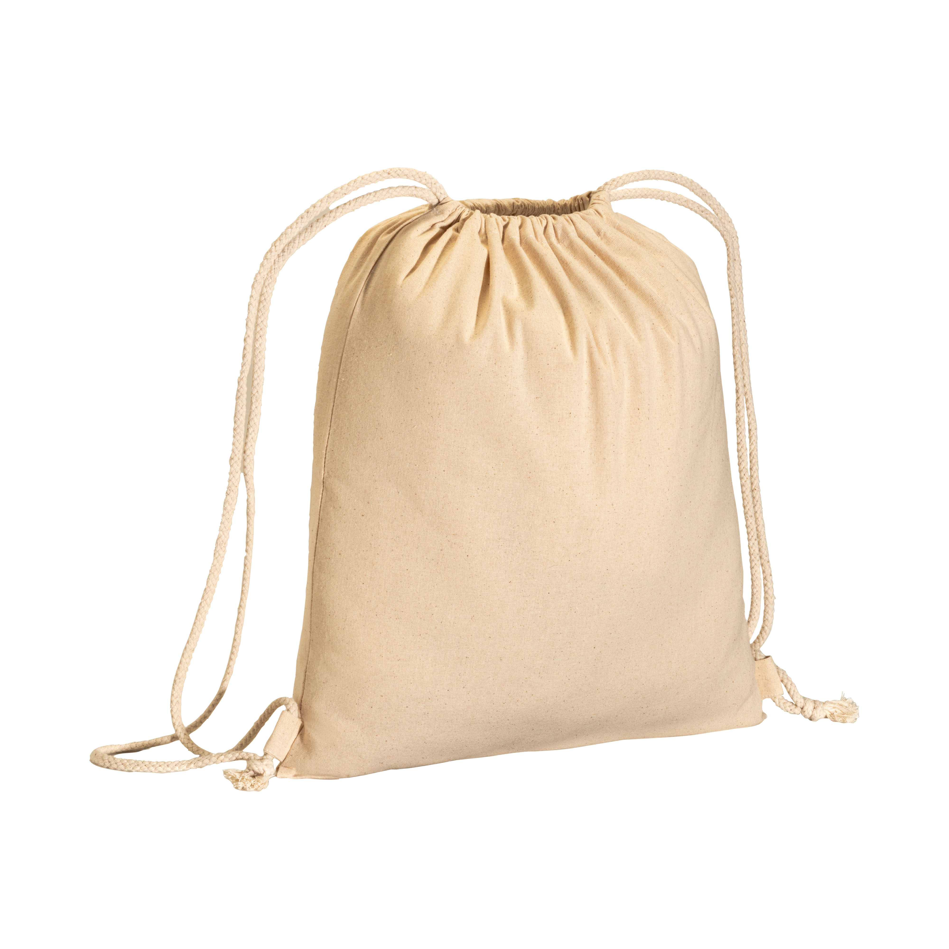 180 g/m2 cotton backpack, with drawstring closure Natural