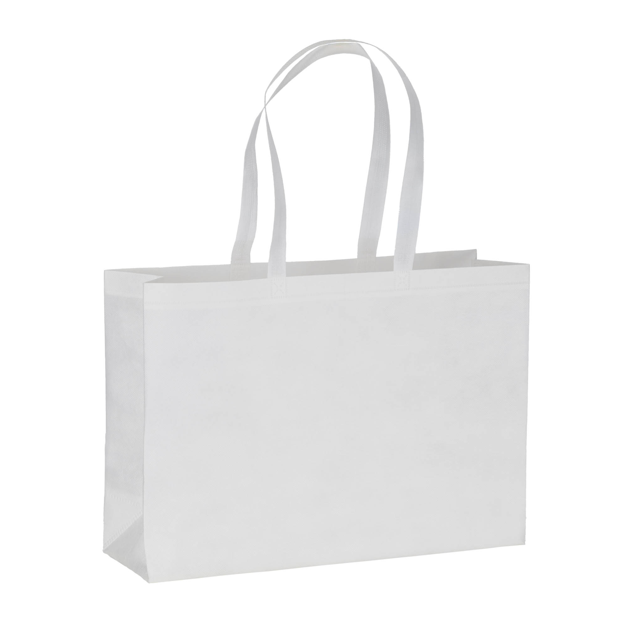 100 g/m2 recycled PET (TNT R-PET) heat-sealed shopper bag White