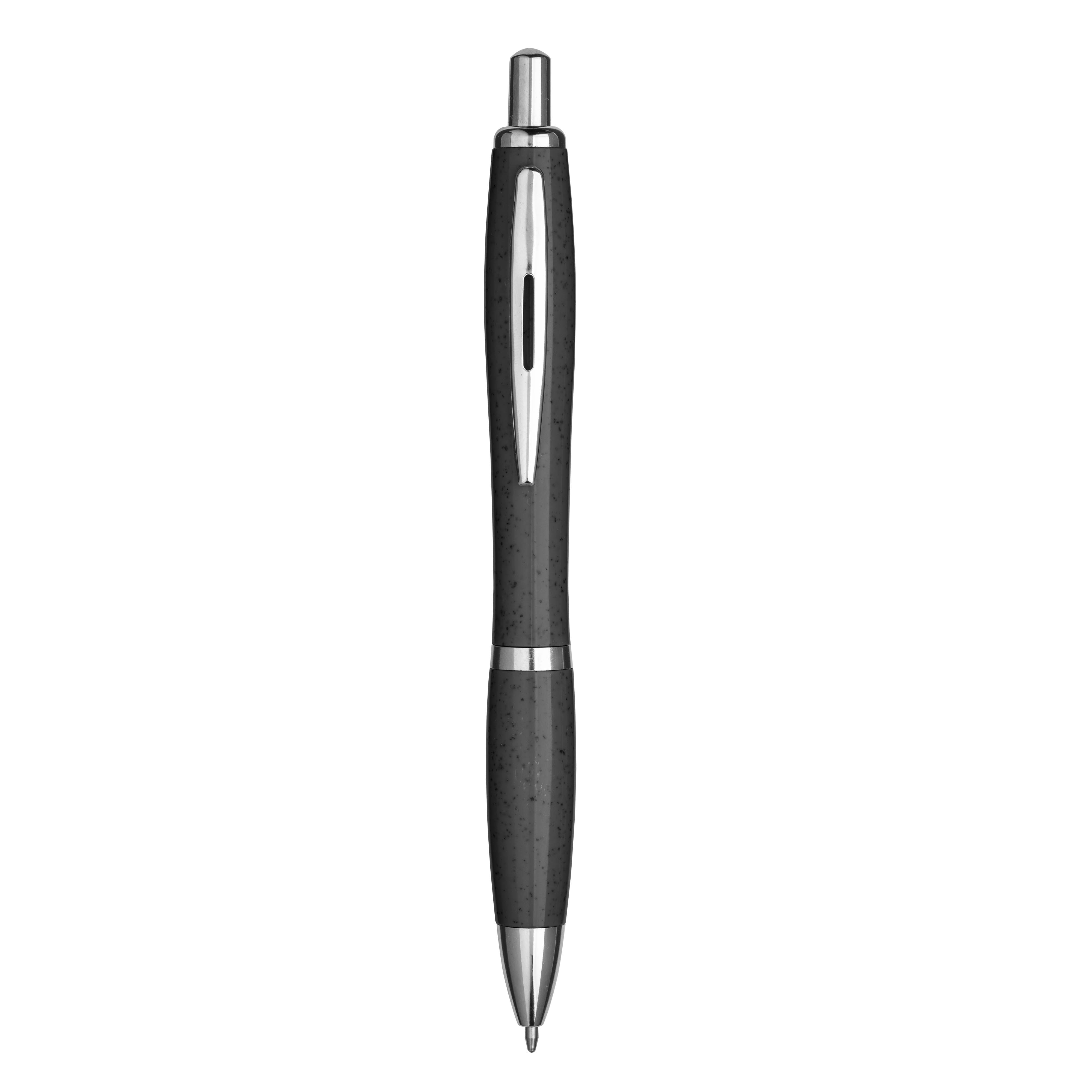 Wheat straw (50%) and PP (50%) push button ball pen Black