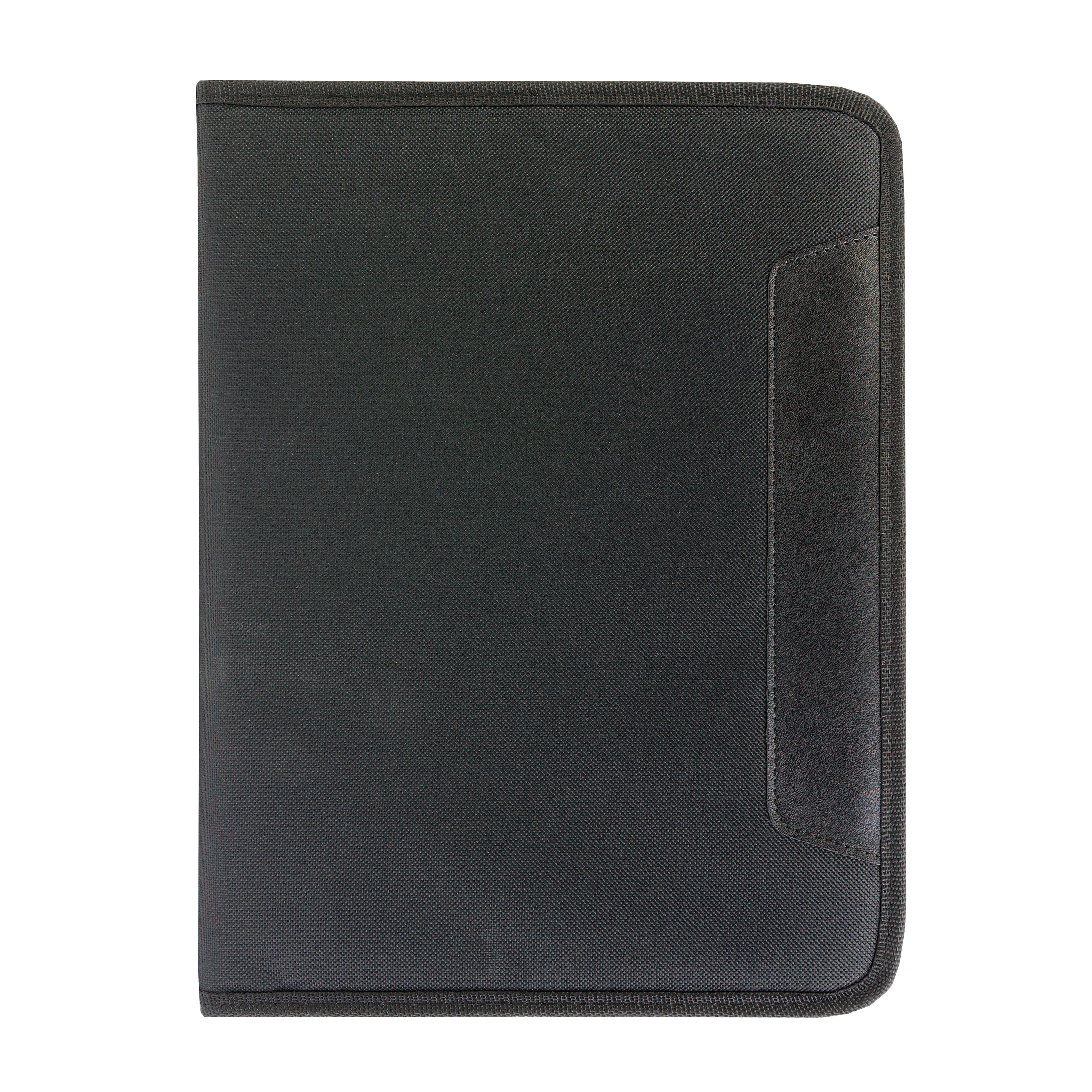 A4 pad brief folder with pocket and pen loop, ruled pad included Black
